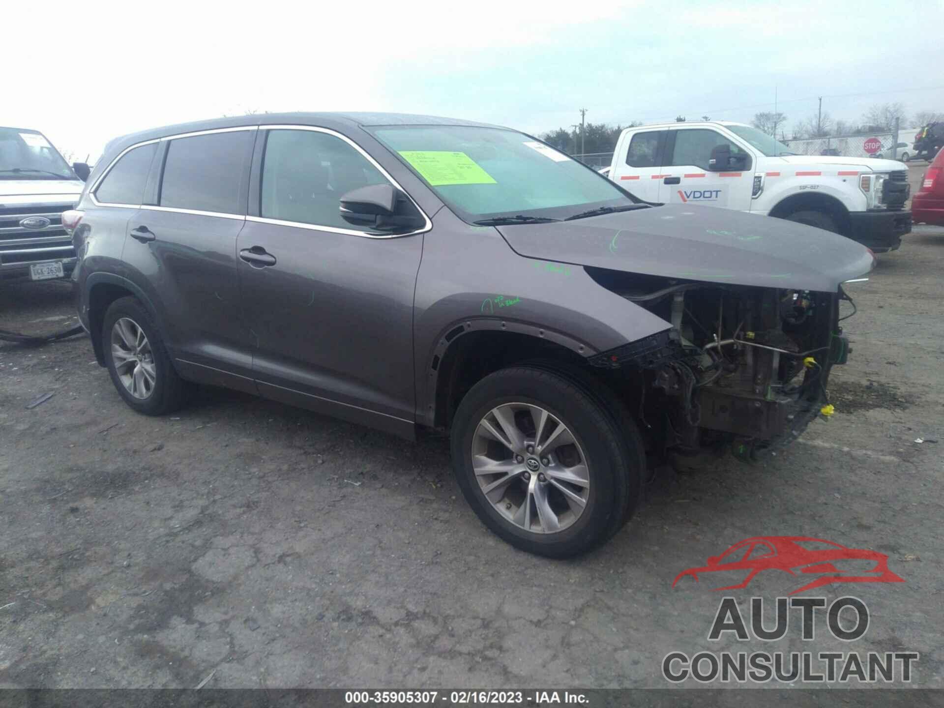 TOYOTA HIGHLANDER 2016 - 5TDBKRFH0GS236384