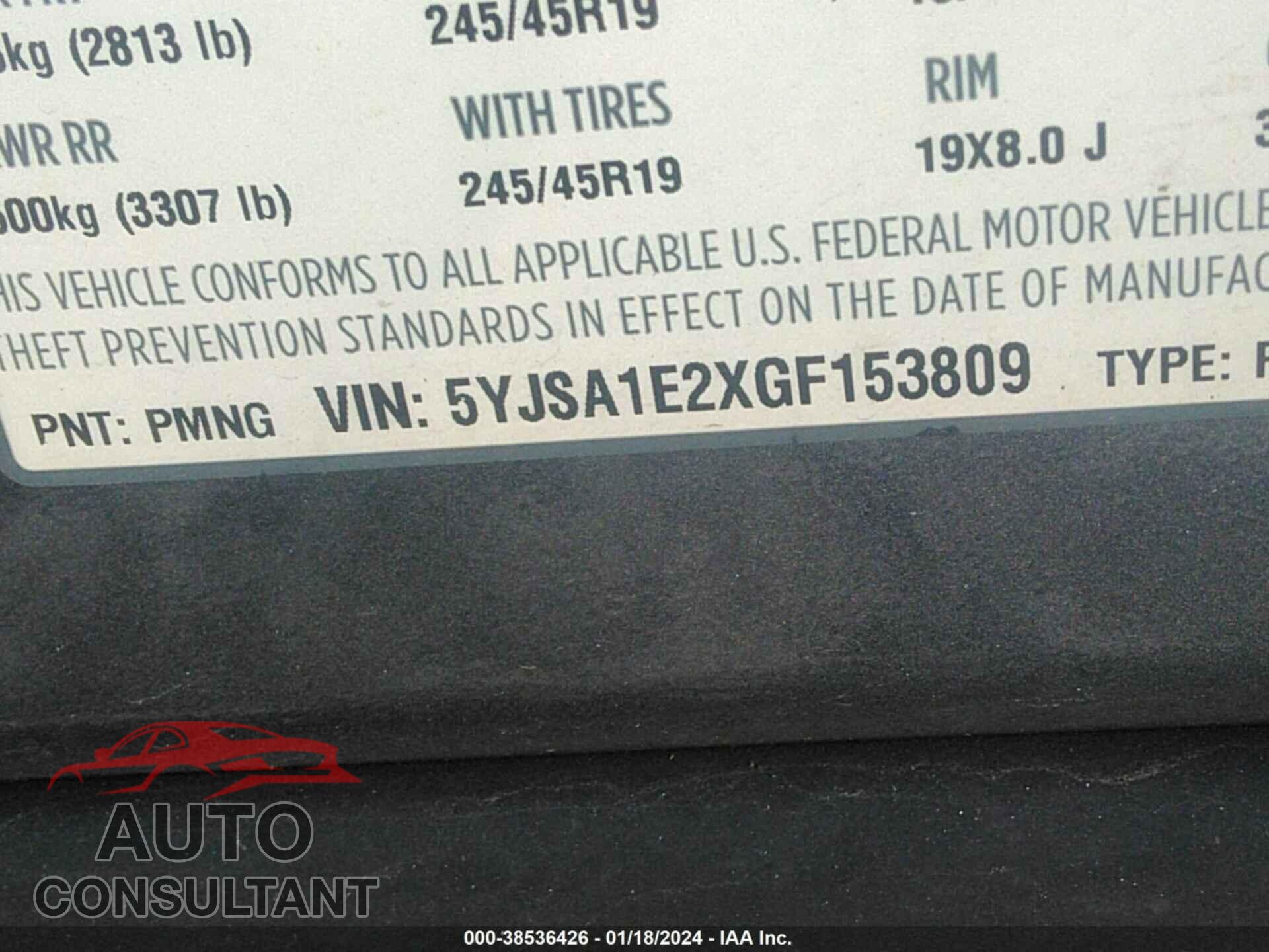 TESLA MODEL S 2016 - 5YJSA1E2XGF153809