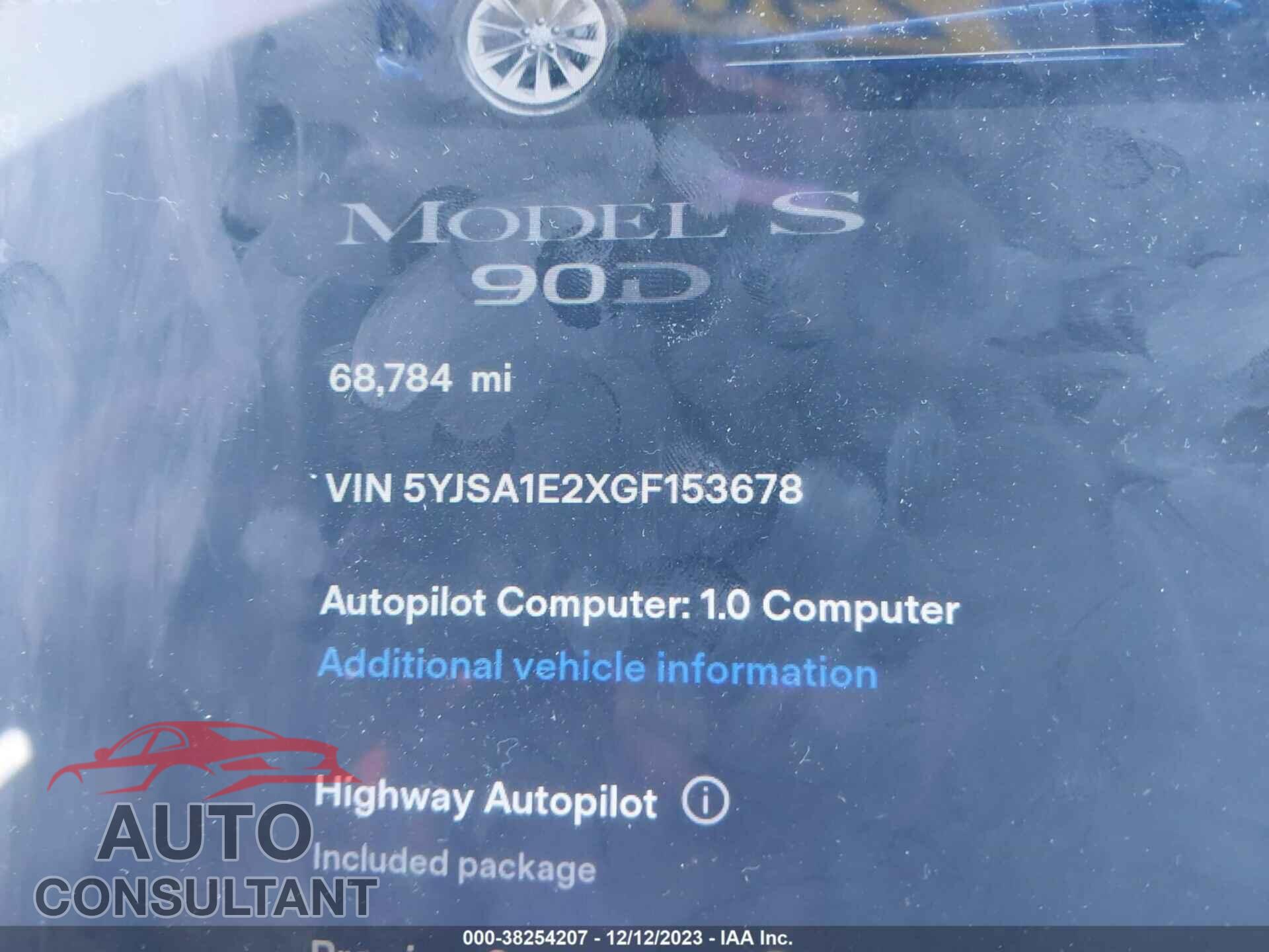 TESLA MODEL S 2016 - 5YJSA1E2XGF153678