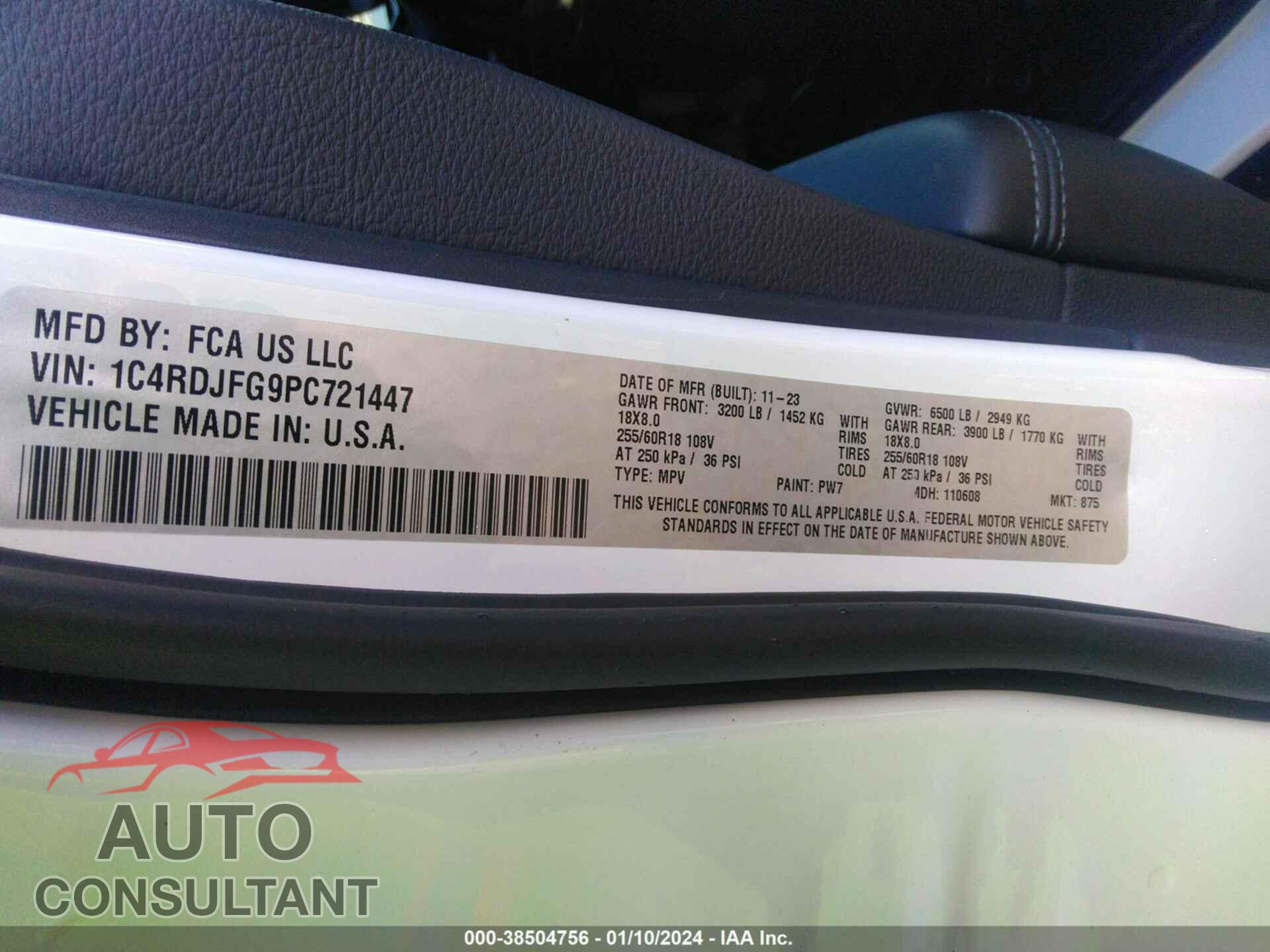 DODGE DURANGO 2023 - 1C4RDJFG9PC721447