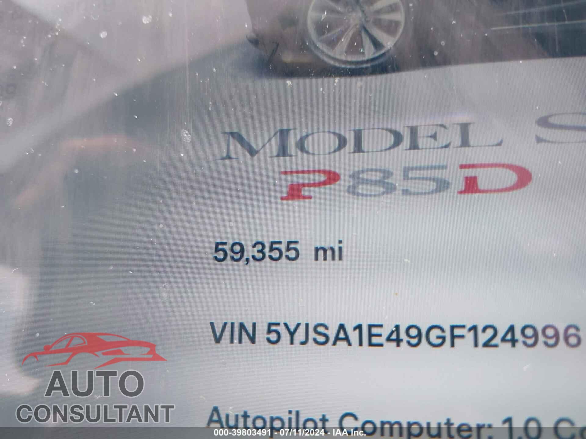 TESLA MODEL S 2016 - 5YJSA1E49GF124996