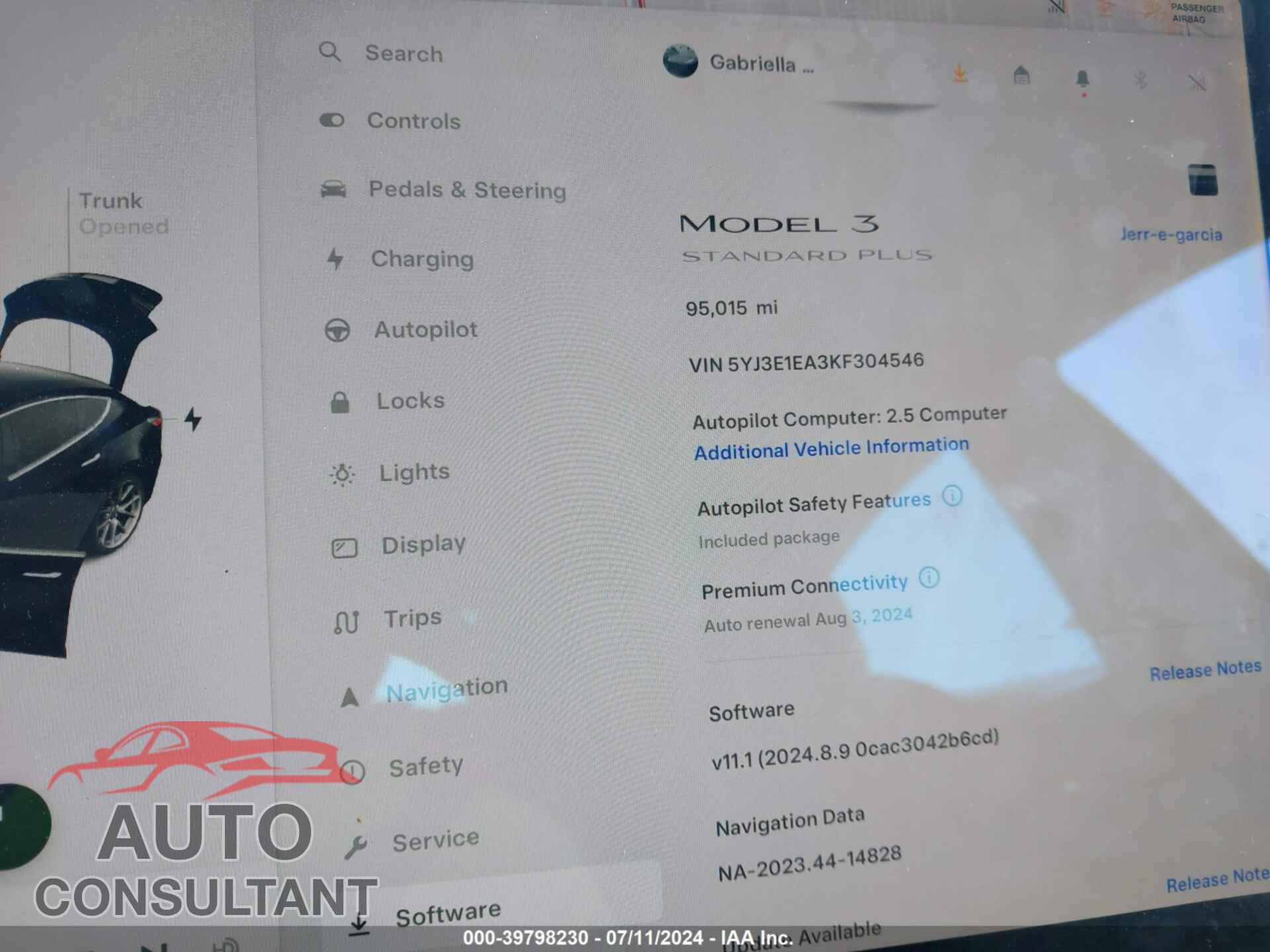 TESLA MODEL 3 2019 - 5YJ3E1EA3KF304546