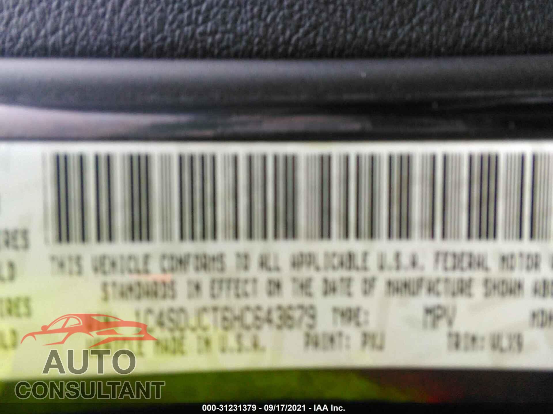 DODGE DURANGO 2017 - 1C4SDJCT6HC643679