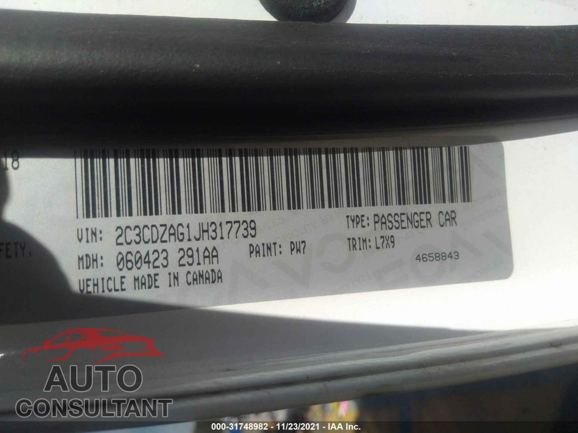 DODGE CHALLENGER 2018 - 2C3CDZAG1JH317739