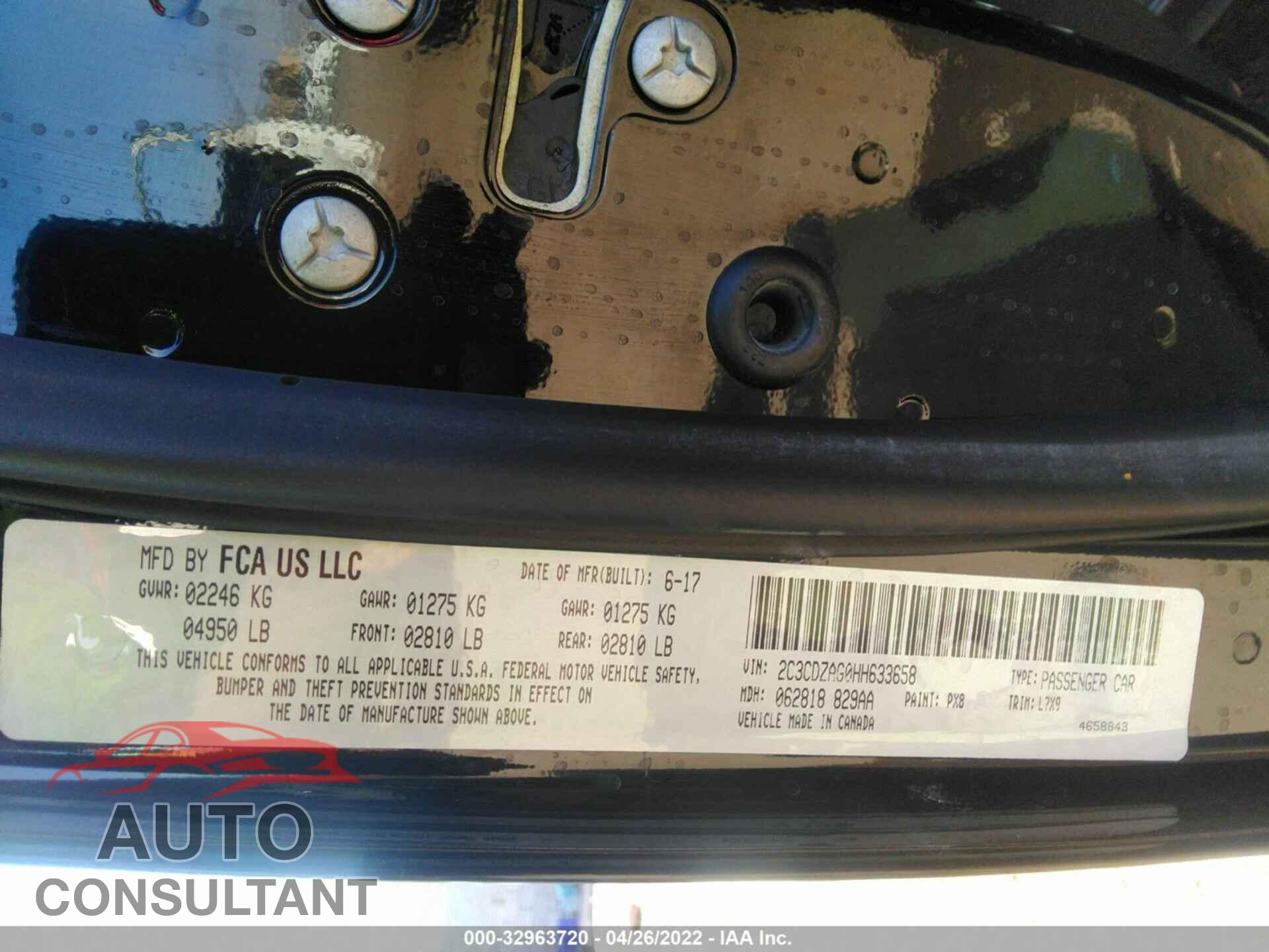 DODGE CHALLENGER 2017 - 2C3CDZAG0HH633658