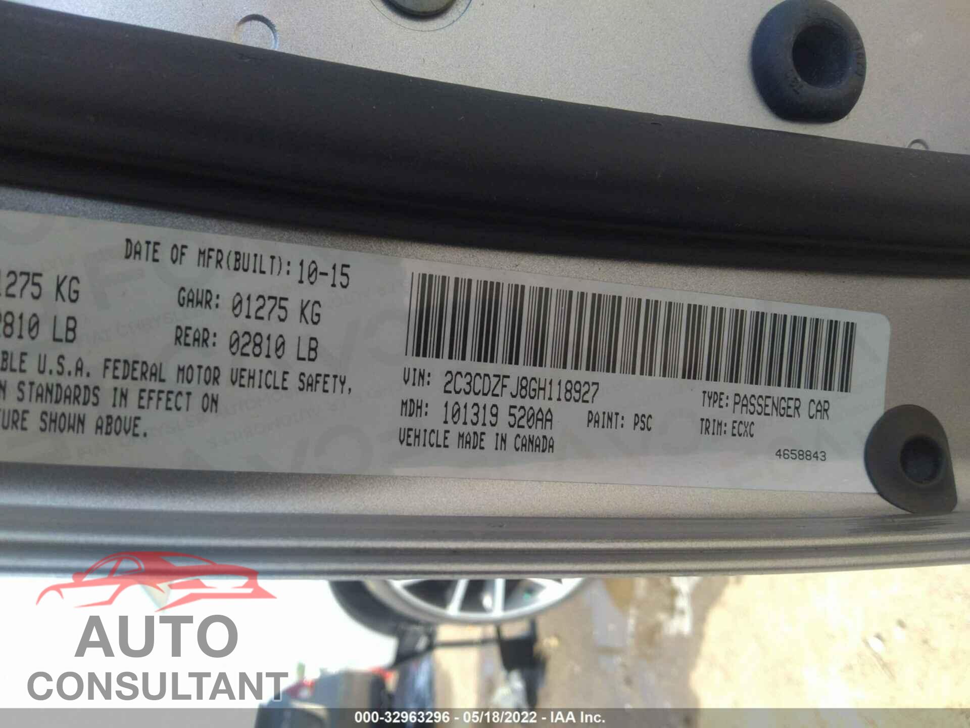 DODGE CHALLENGER 2016 - 2C3CDZFJ8GH118927