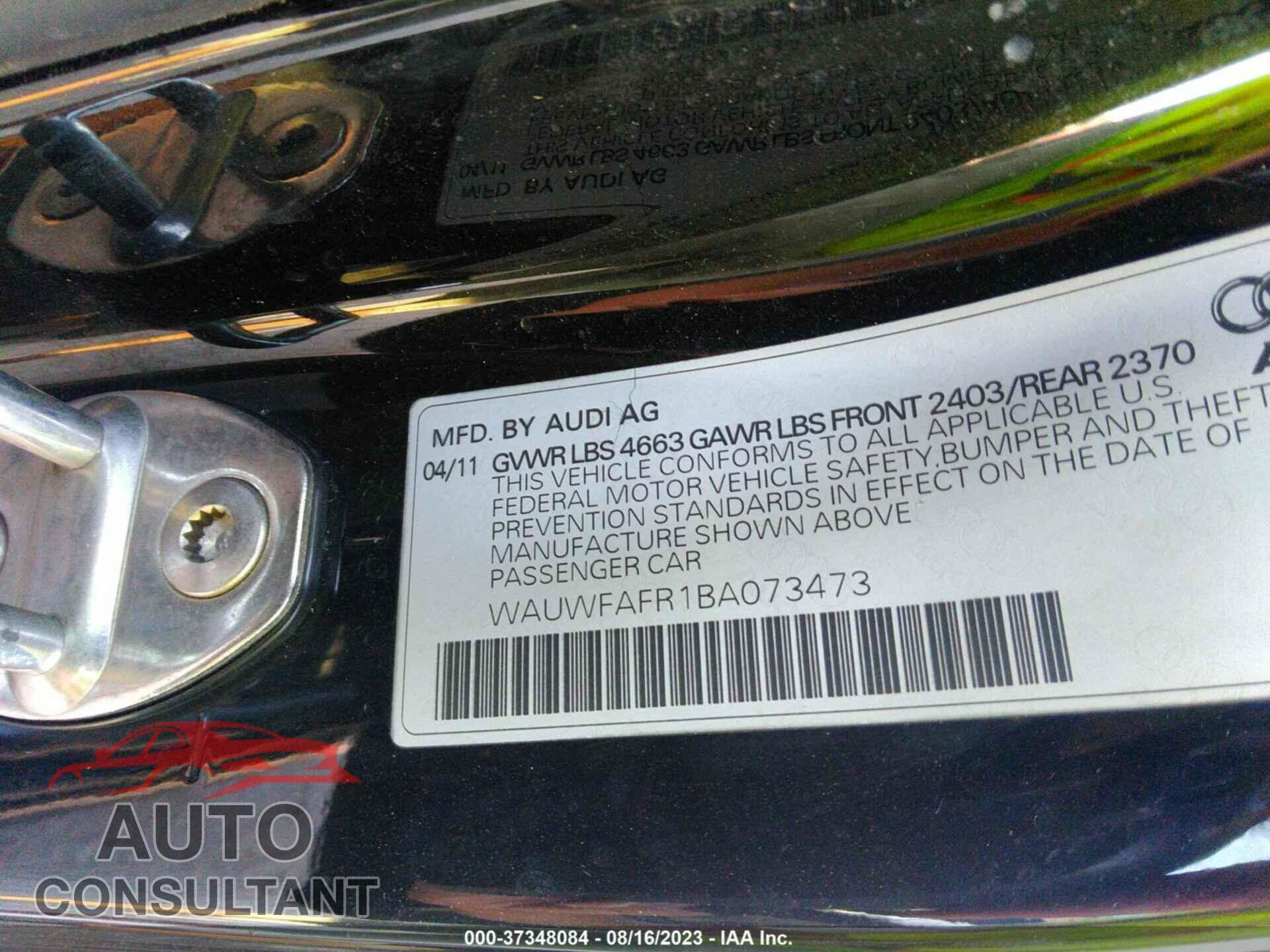 AUDI A5 2011 - WAUWFAFR1BA073473