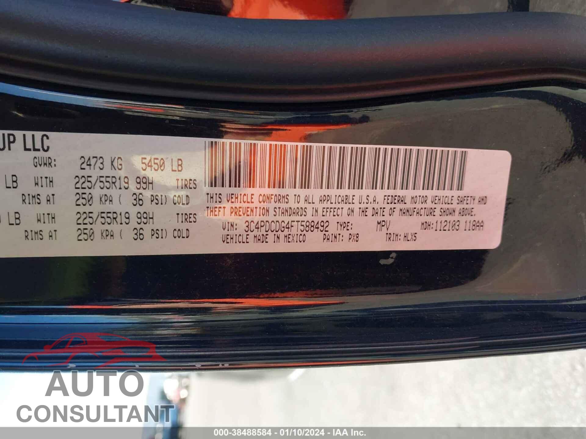 DODGE JOURNEY 2015 - 3C4PDCDG4FT588492