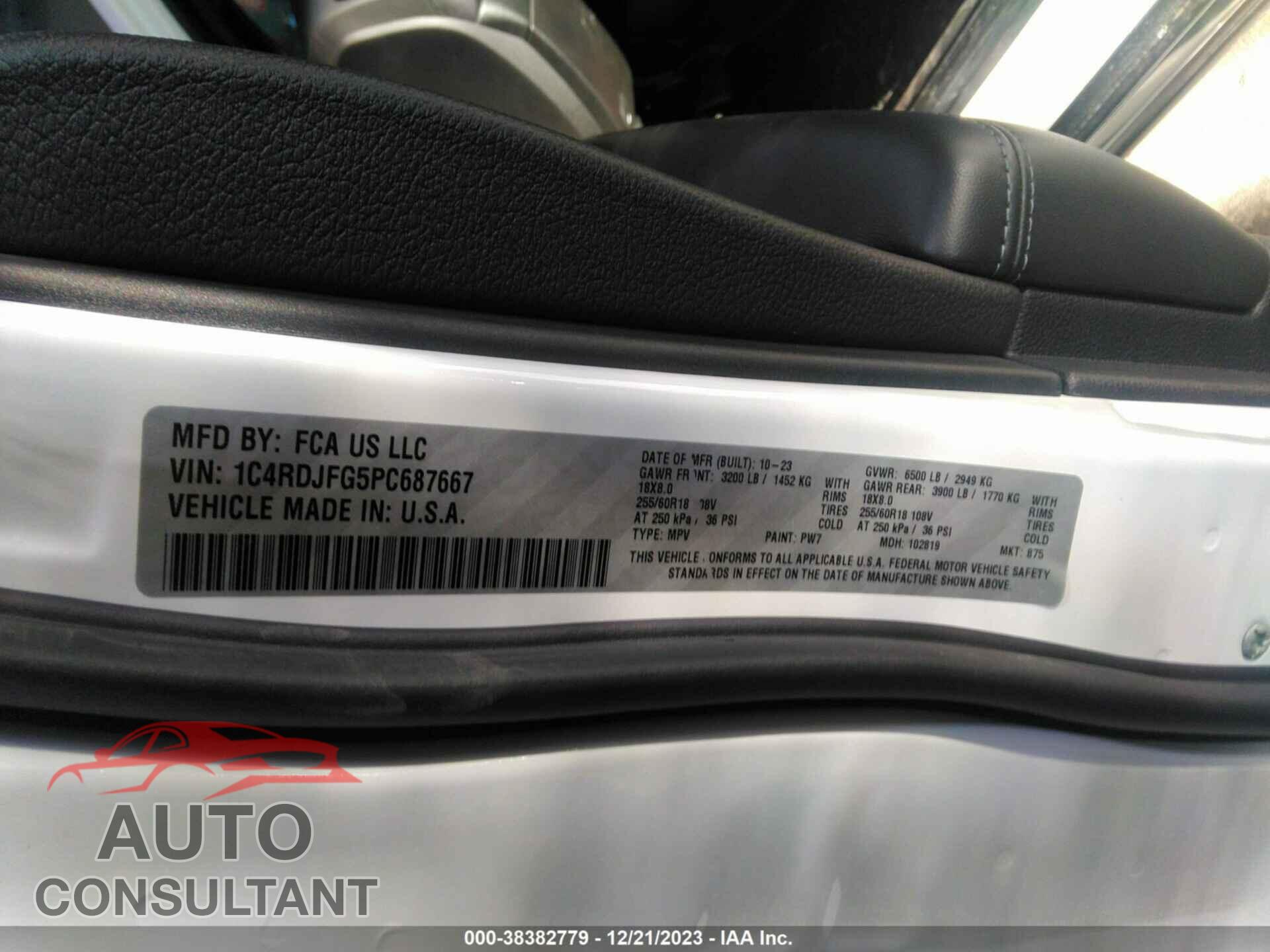 DODGE DURANGO 2023 - 1C4RDJFG5PC687667