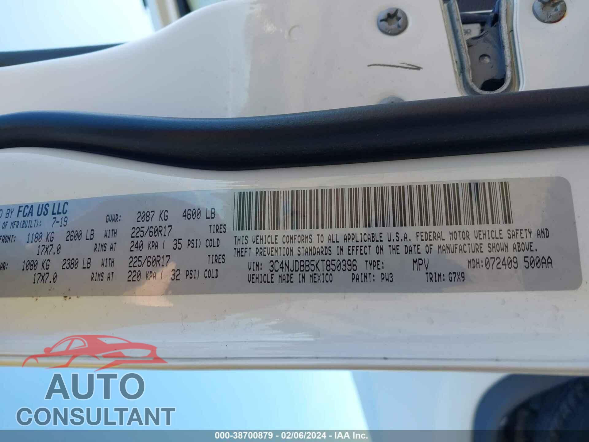 JEEP COMPASS 2019 - 3C4NJDBB5KT850396