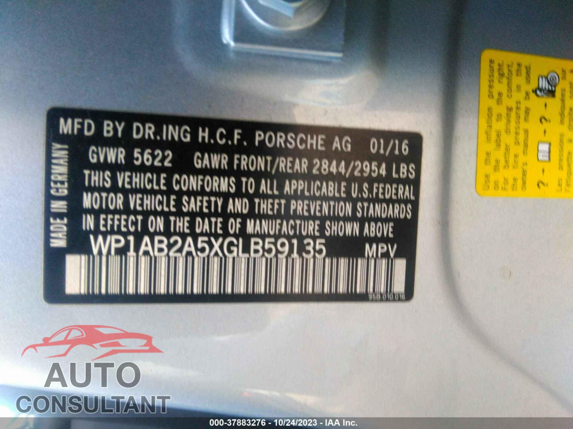 PORSCHE MACAN 2016 - WP1AB2A5XGLB59135