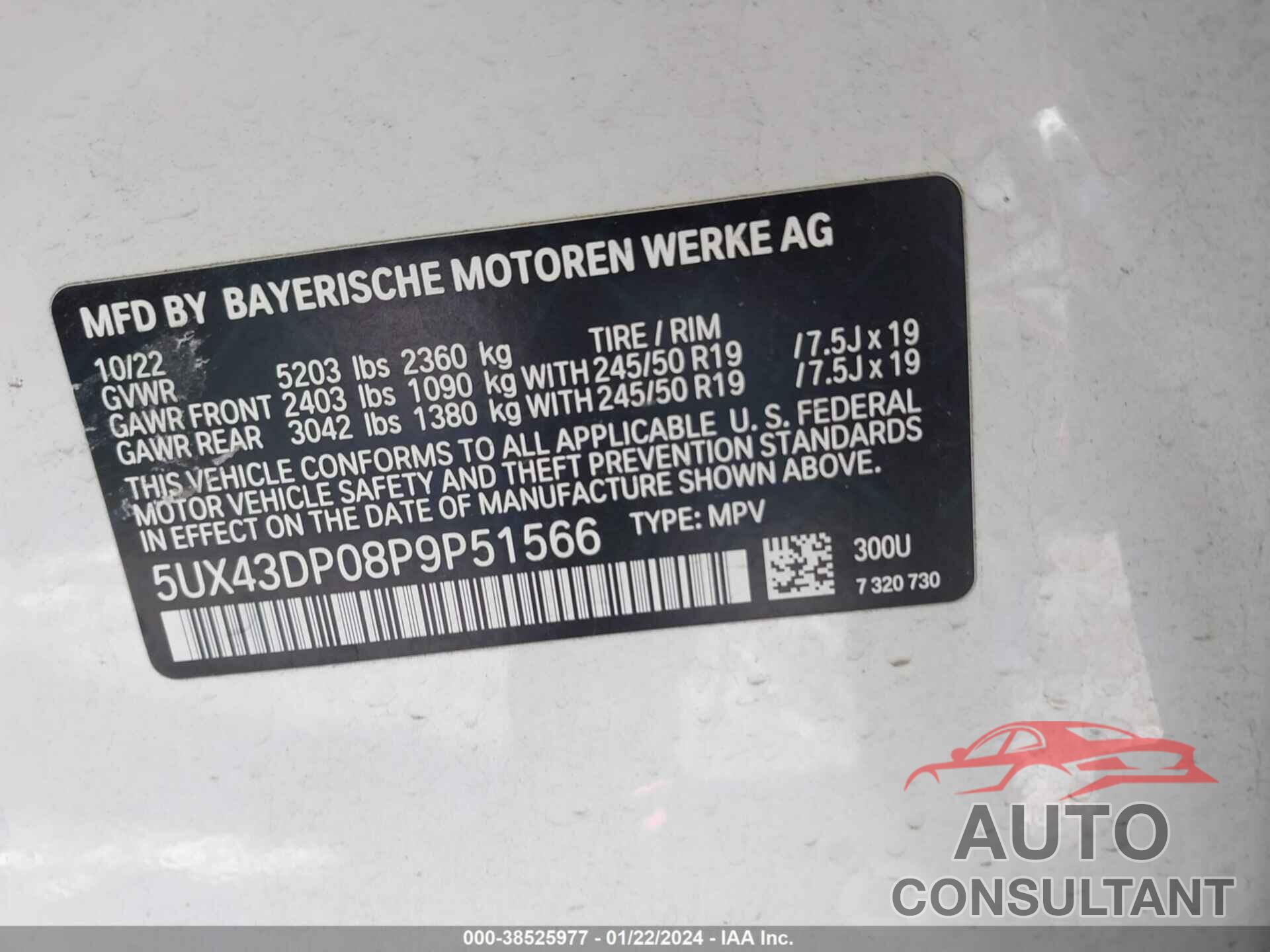 BMW X3 2023 - 5UX43DP08P9P51566