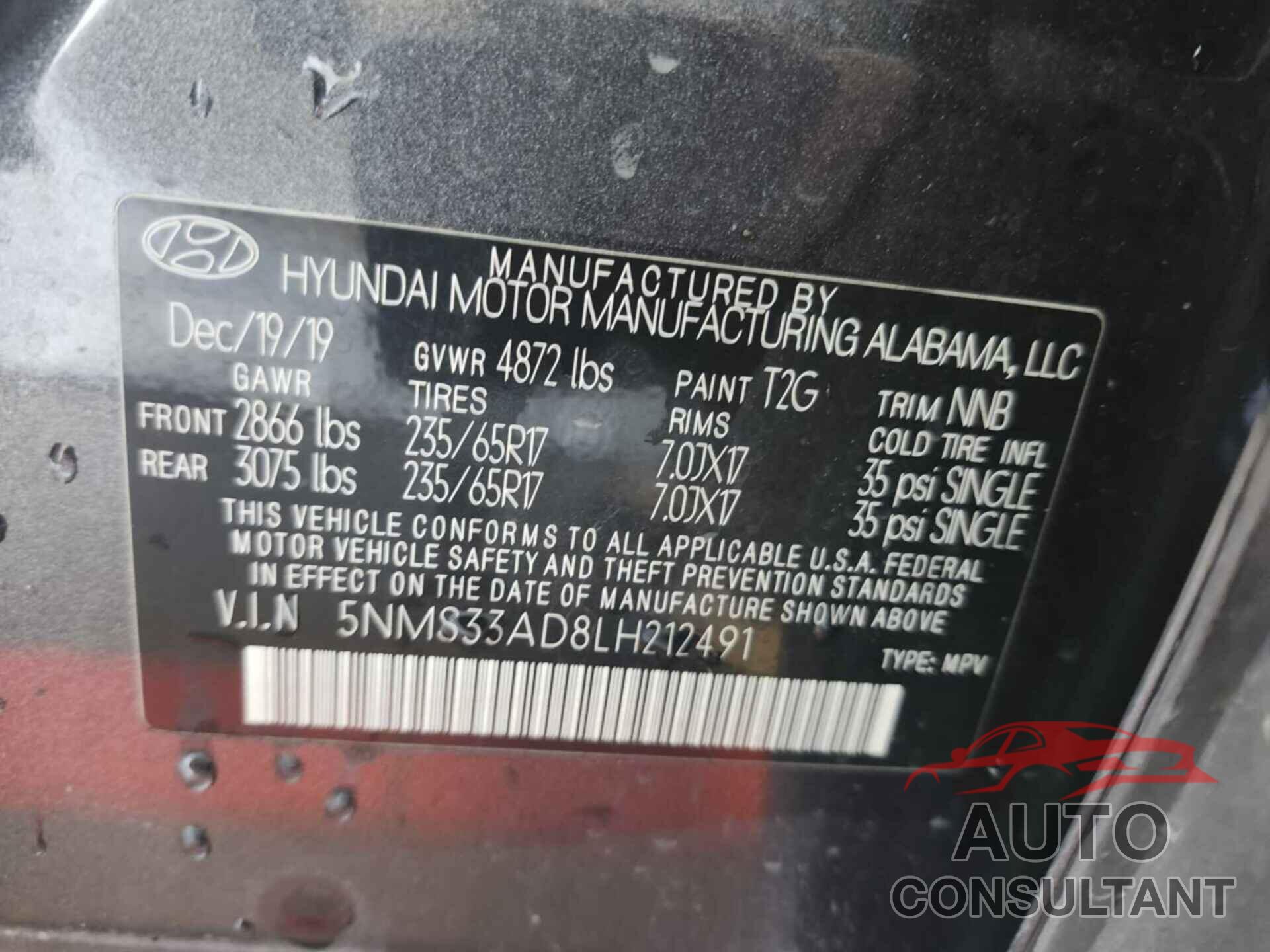 HYUNDAI SANTA FE 2020 - 5NMS33AD8LH212491