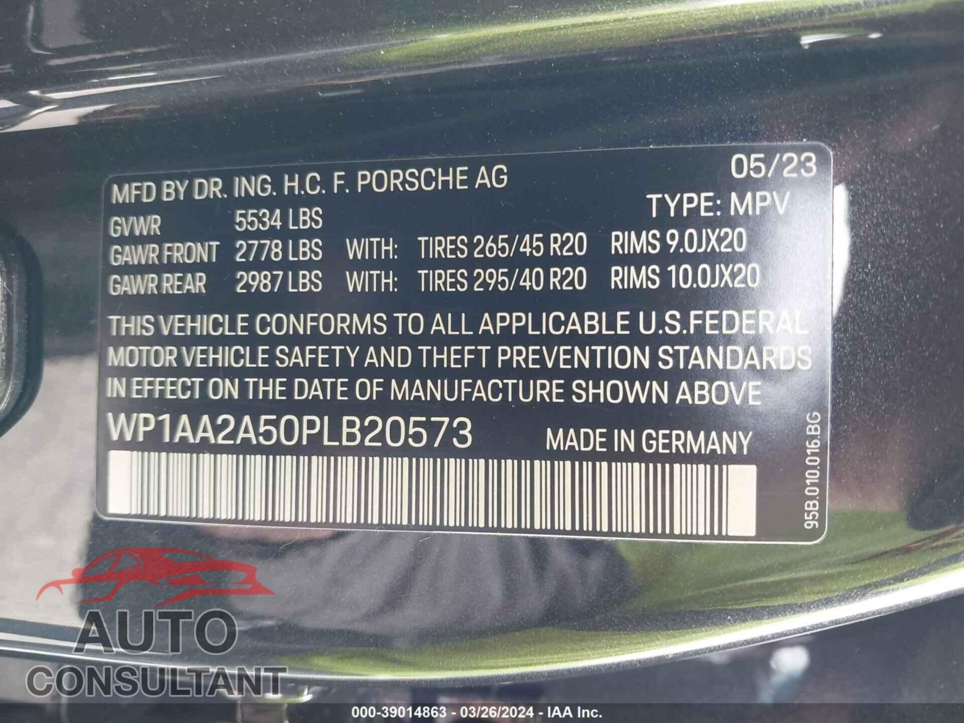 PORSCHE MACAN 2023 - WP1AA2A50PLB20573