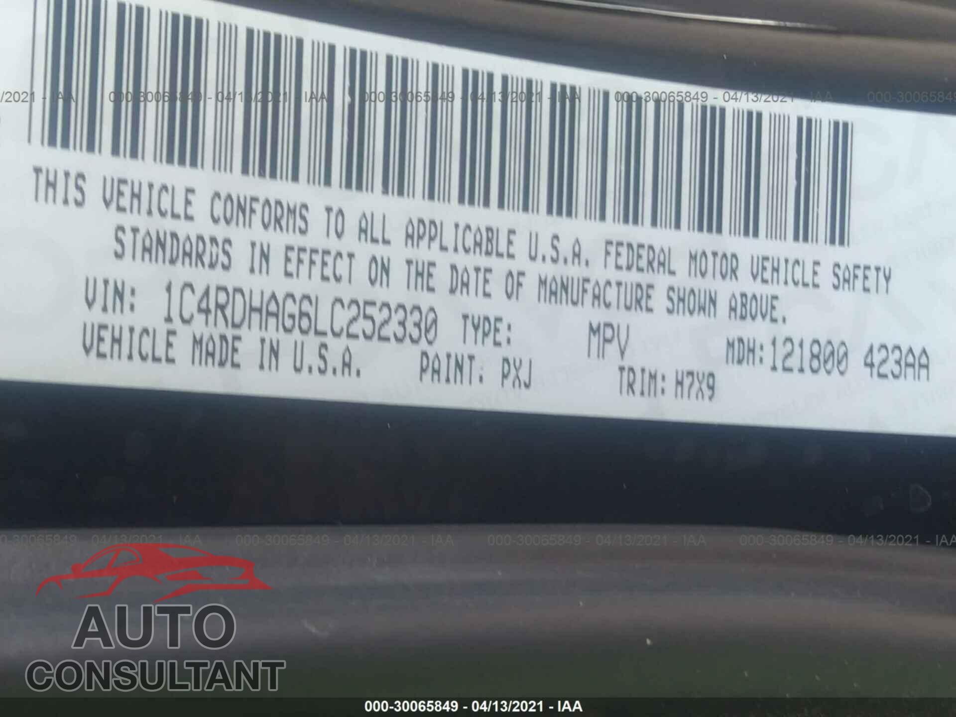 DODGE DURANGO 2020 - 1C4RDHAG6LC252330