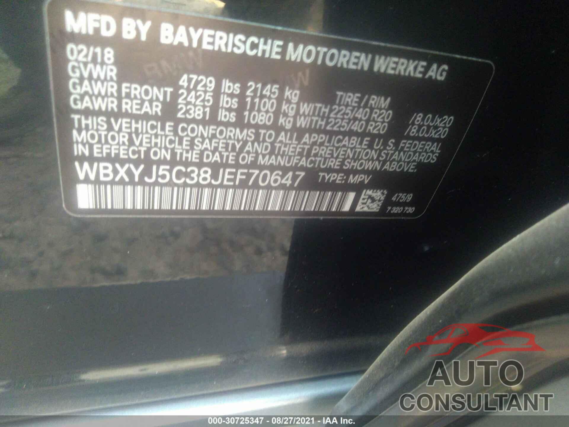 BMW X2 2018 - WBXYJ5C38JEF70647