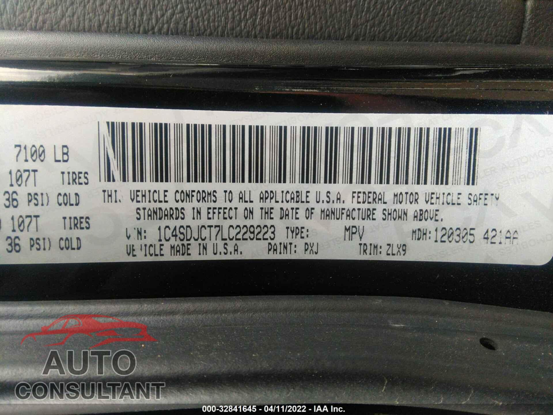 DODGE DURANGO 2020 - 1C4SDJCT7LC229223