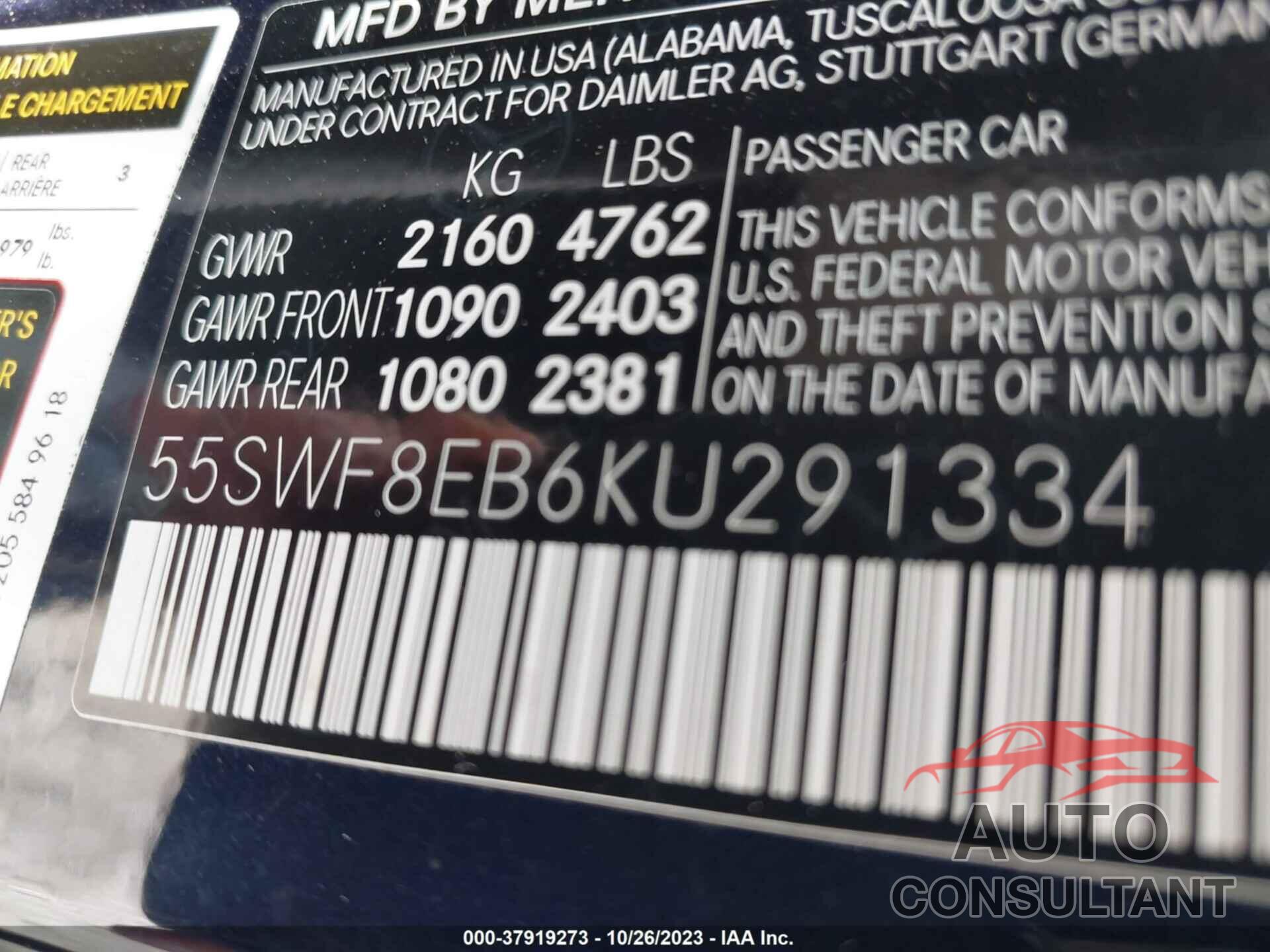 MERCEDES-BENZ C 300 2019 - 55SWF8EB6KU291334