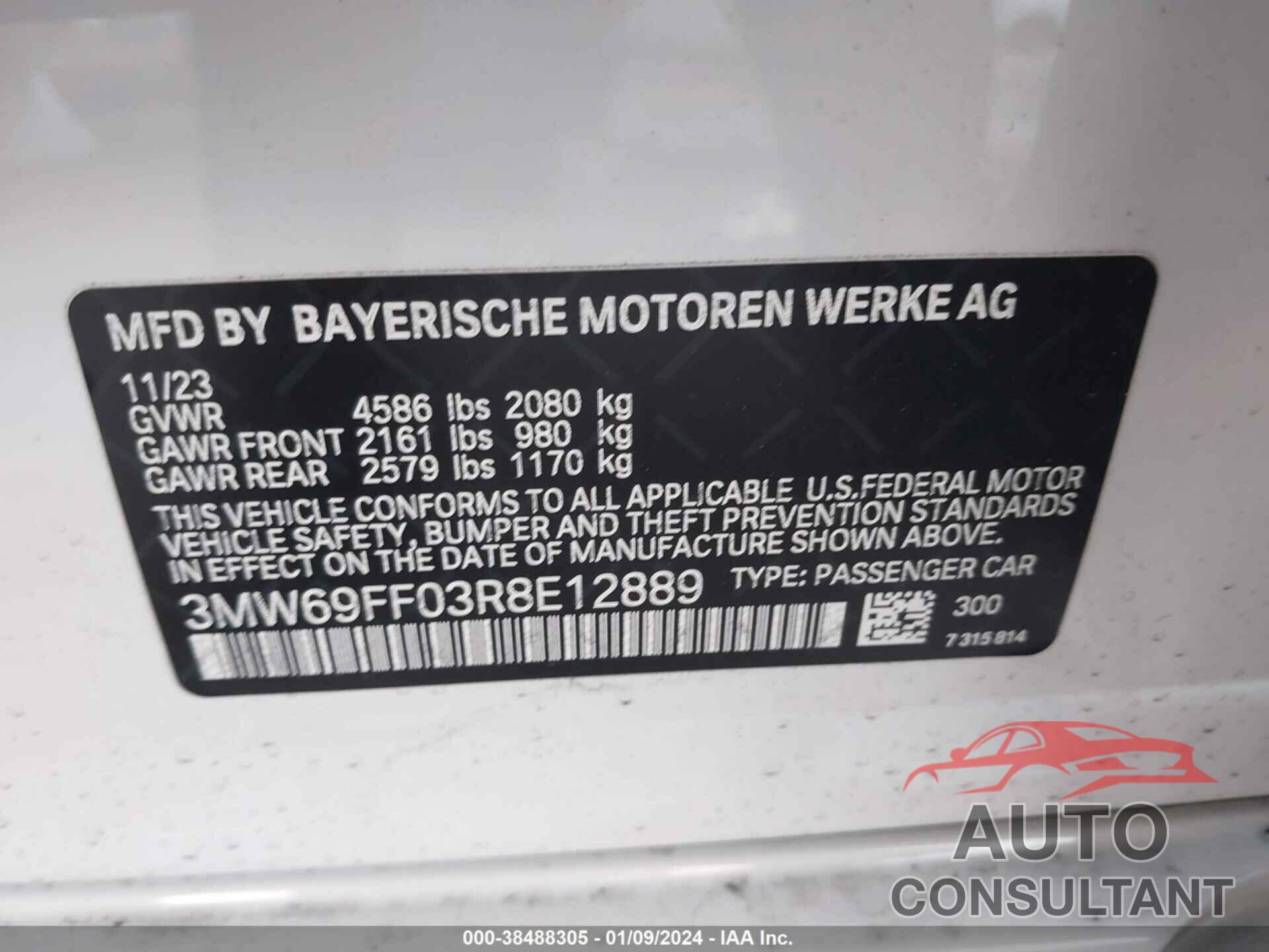 BMW 3 SERIES 2024 - 3MW69FF03R8E12889