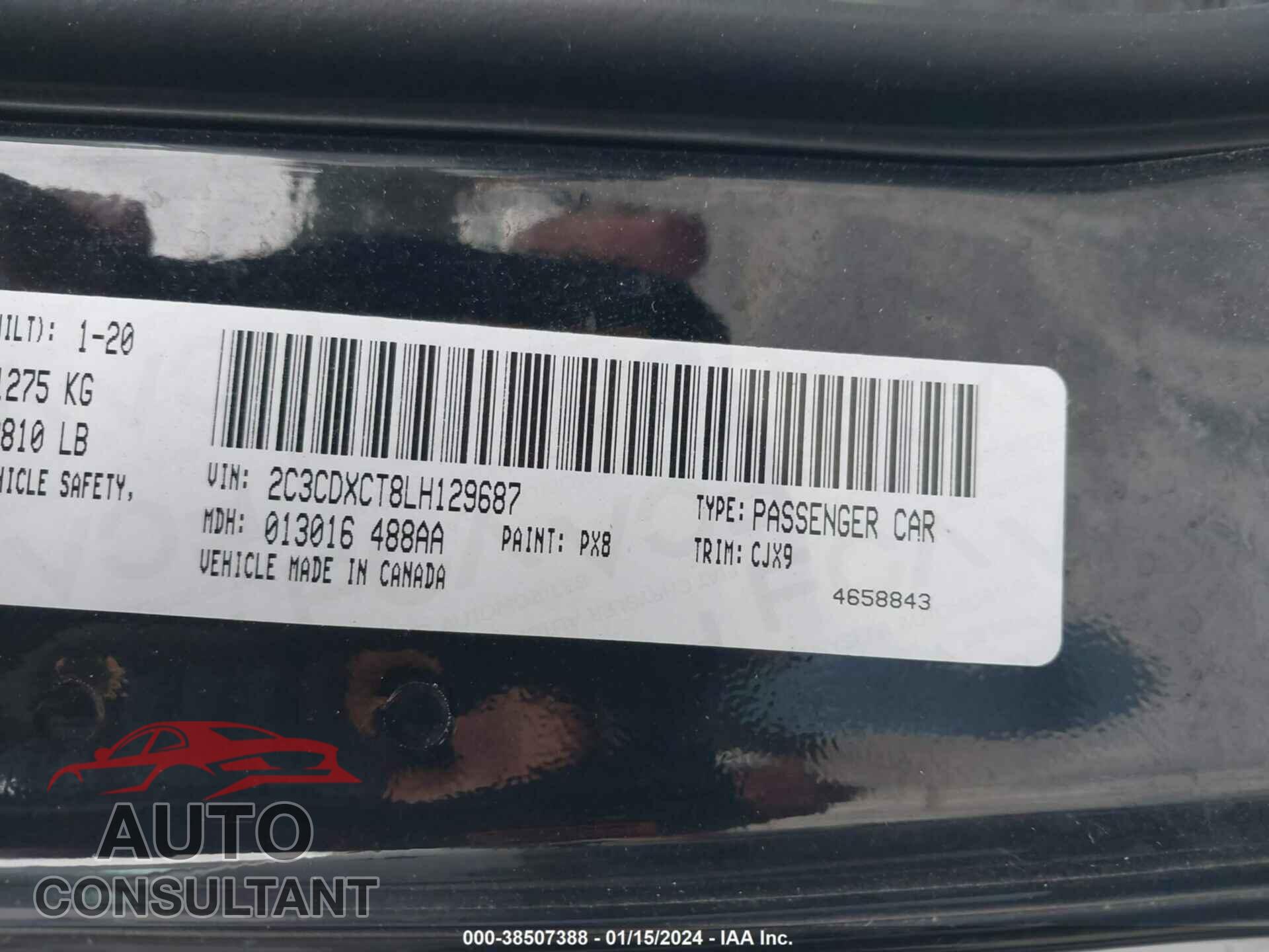 DODGE CHARGER 2020 - 2C3CDXCT8LH129687