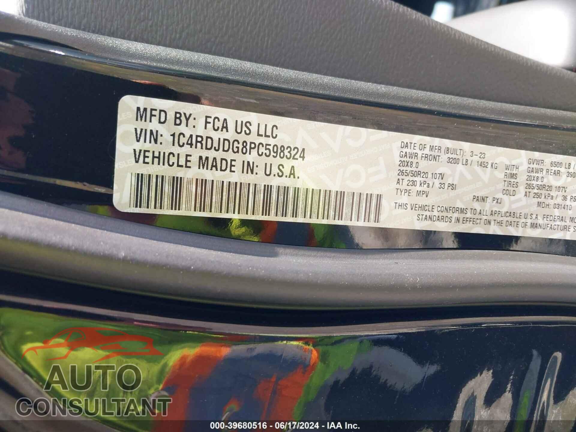 DODGE DURANGO 2023 - 1C4RDJDG8PC598324