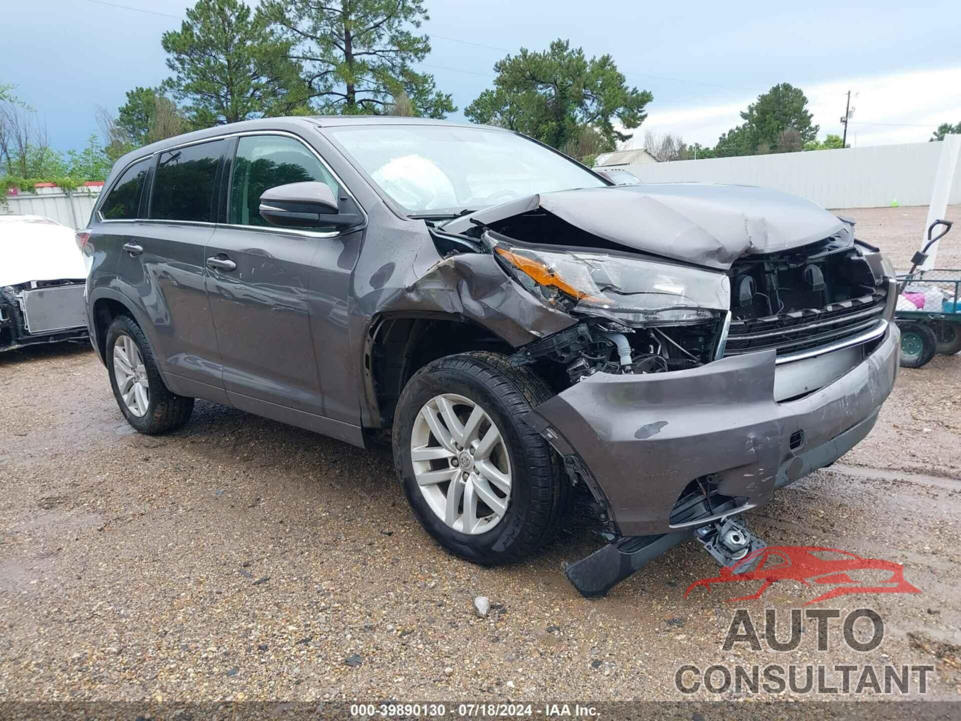 TOYOTA HIGHLANDER 2015 - 5TDZARFH7FS013856