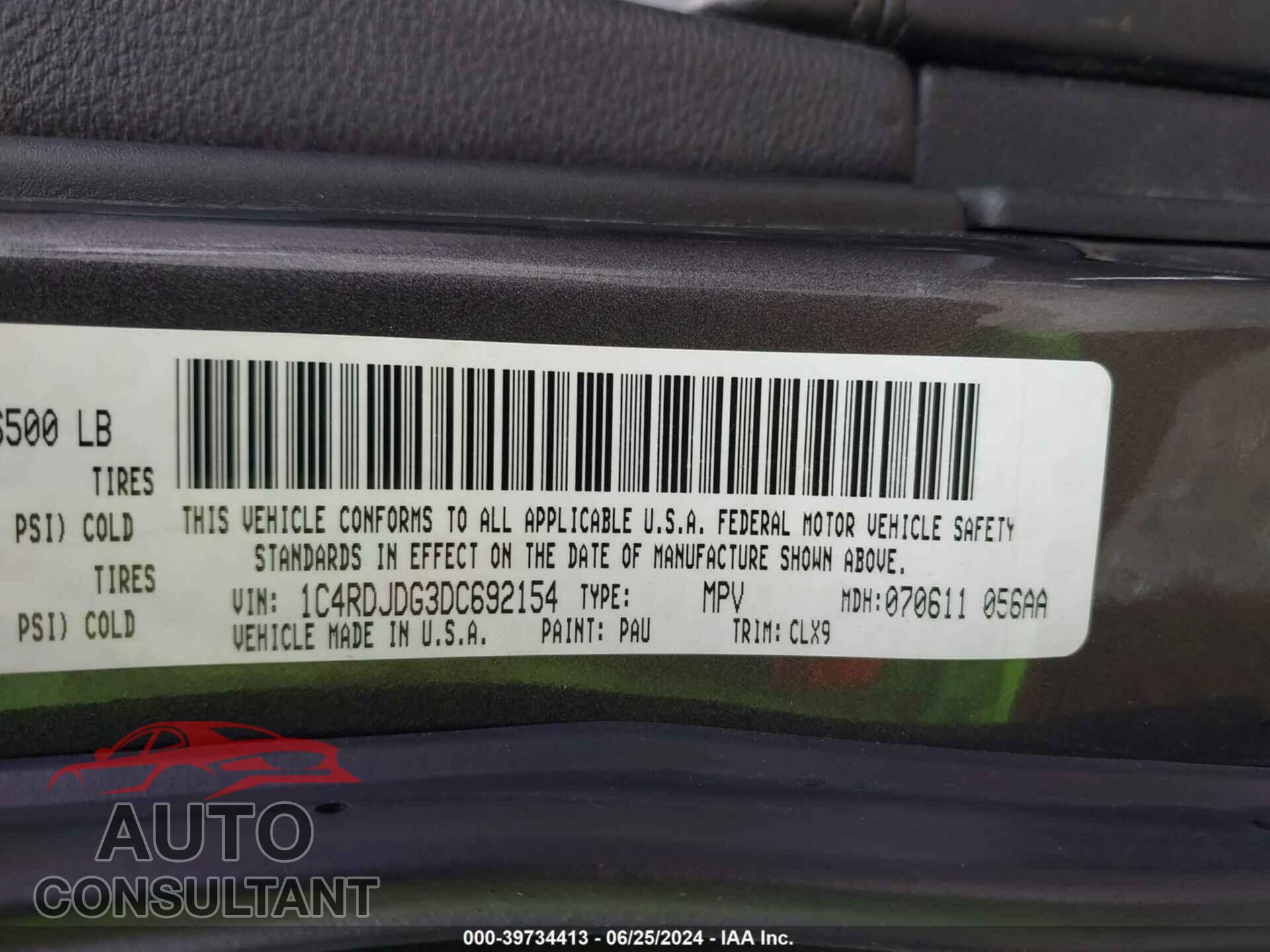 DODGE DURANGO 2013 - 1C4RDJDG3DC692154