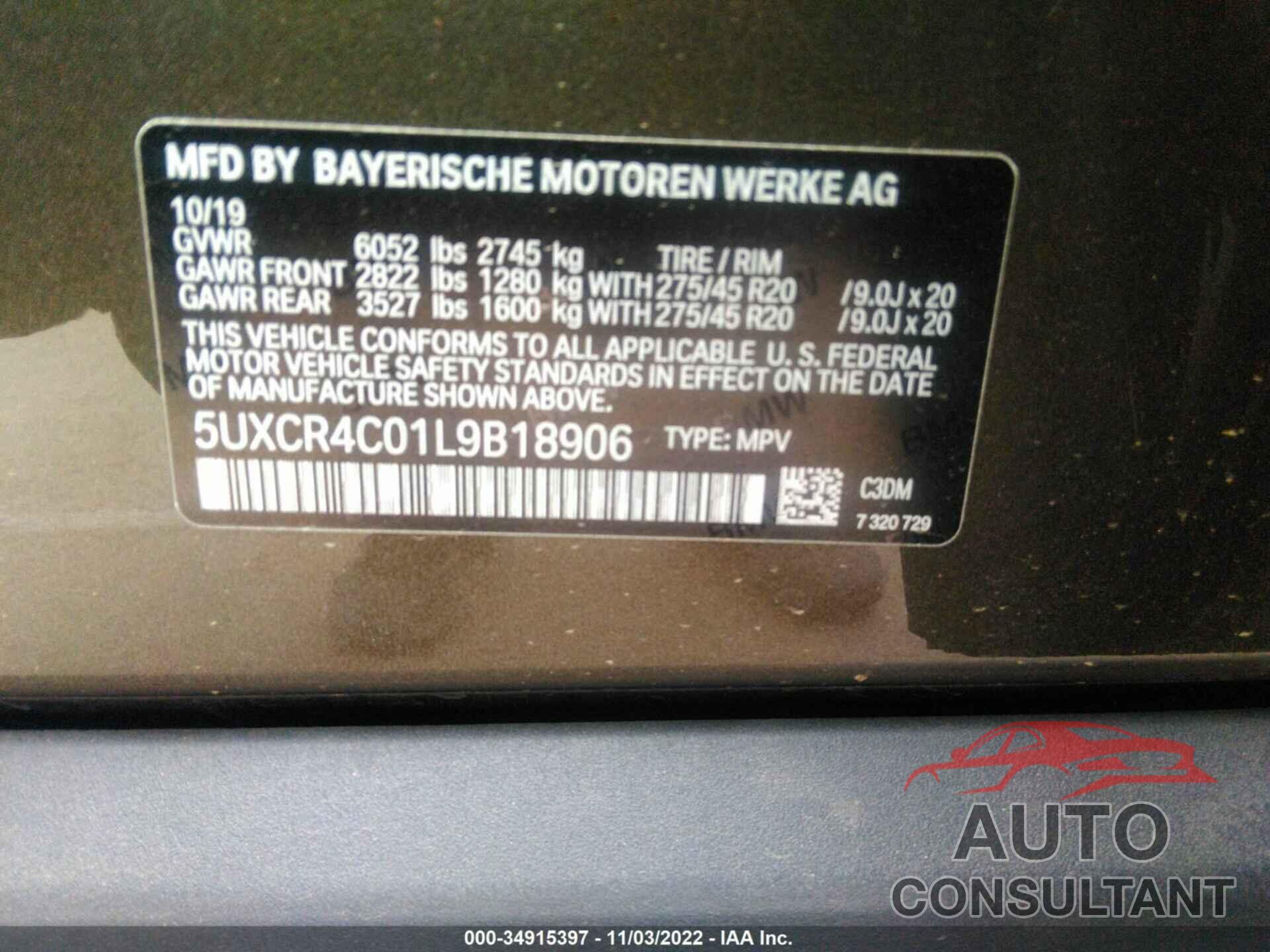 BMW X5 2020 - 5UXCR4C01L9B18906