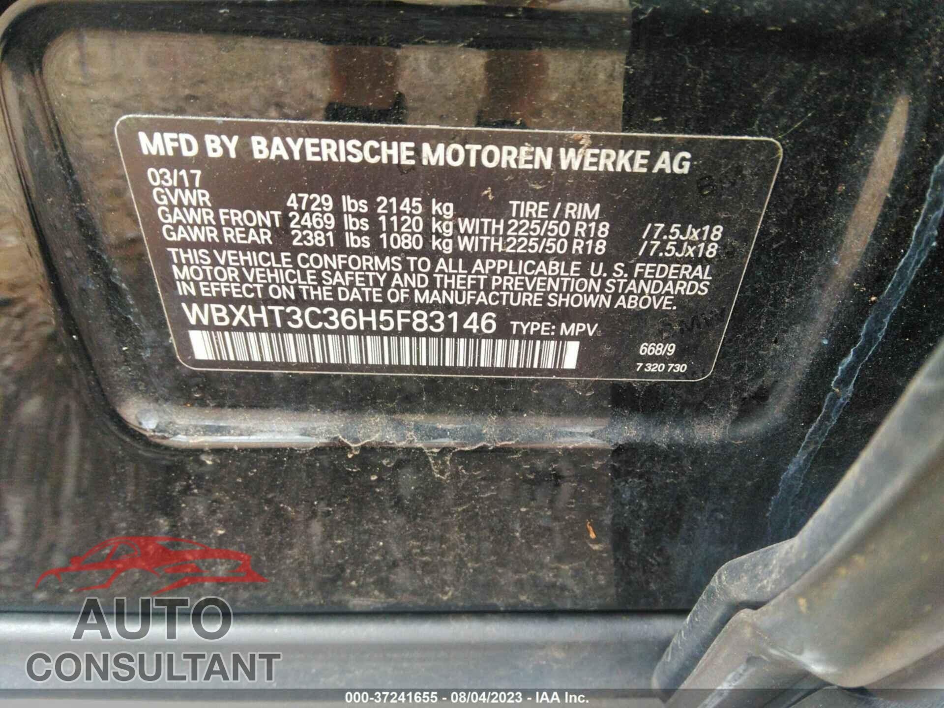 BMW X1 2017 - WBXHT3C36H5F83146