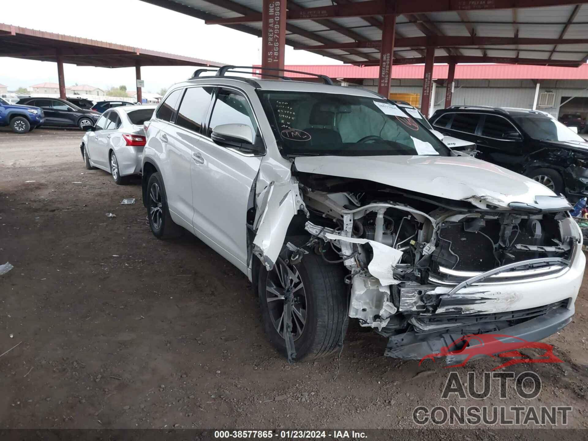 TOYOTA HIGHLANDER 2016 - 5TDJKRFH7GS254280