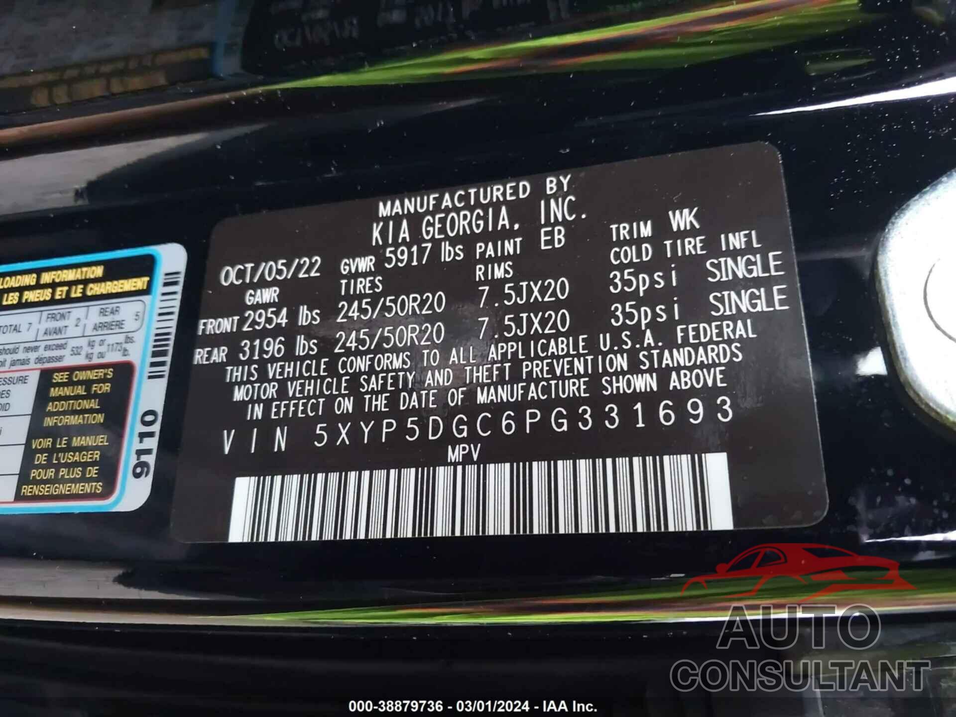 KIA TELLURIDE 2023 - 5XYP5DGC6PG331693