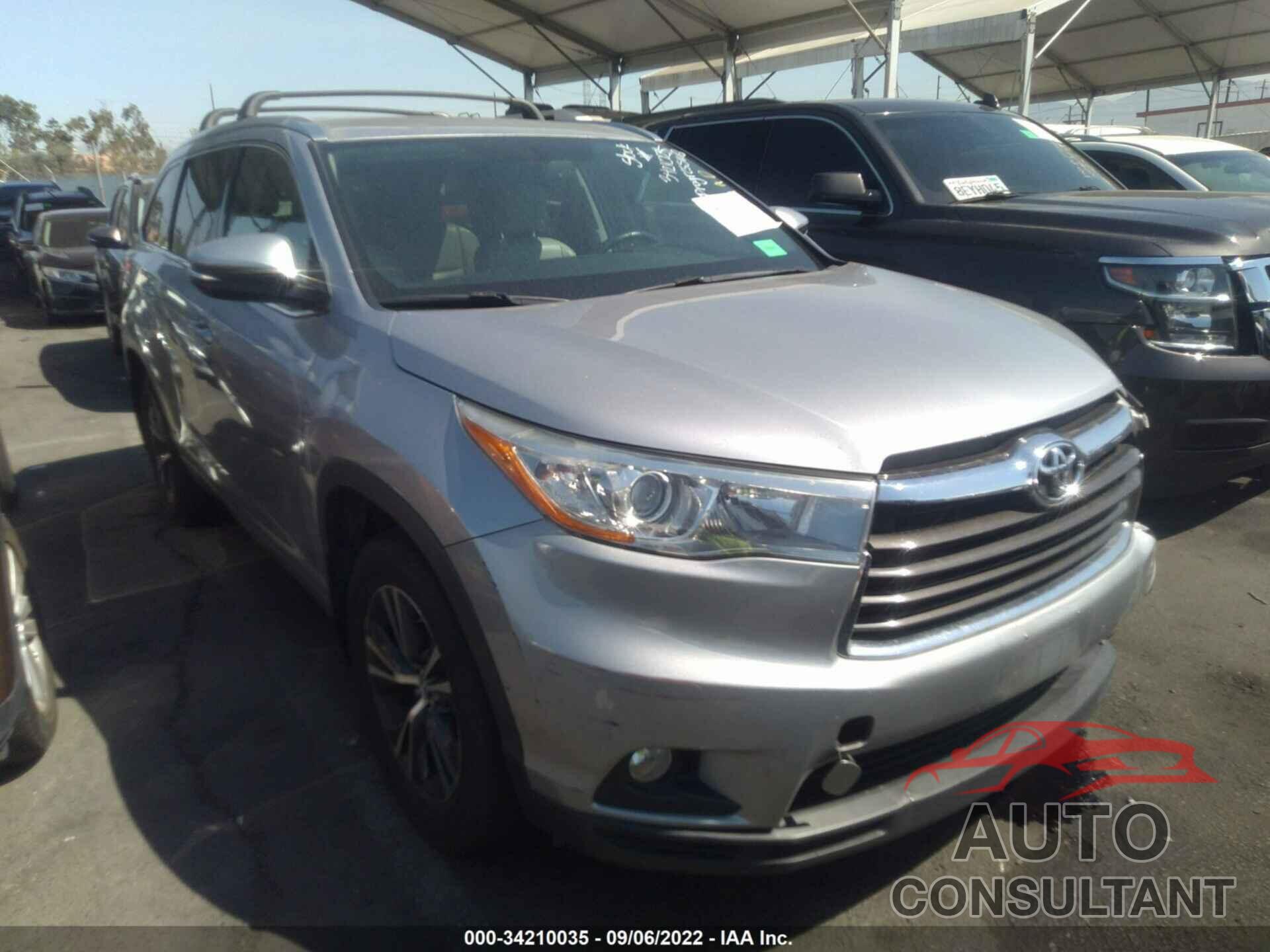 TOYOTA HIGHLANDER 2016 - 5TDJKRFH1GS333640