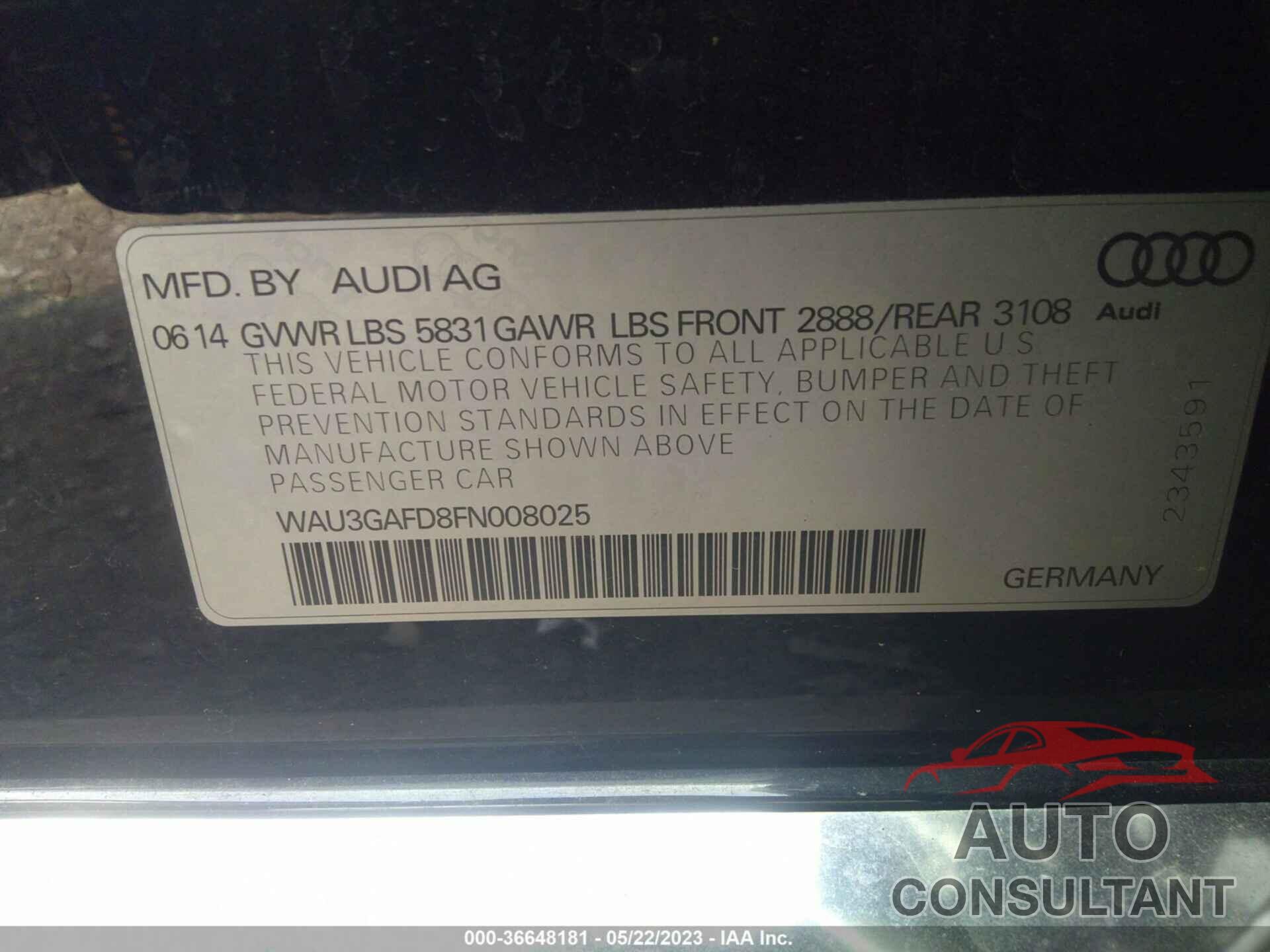 AUDI A8 L 2015 - WAU3GAFD8FN008025