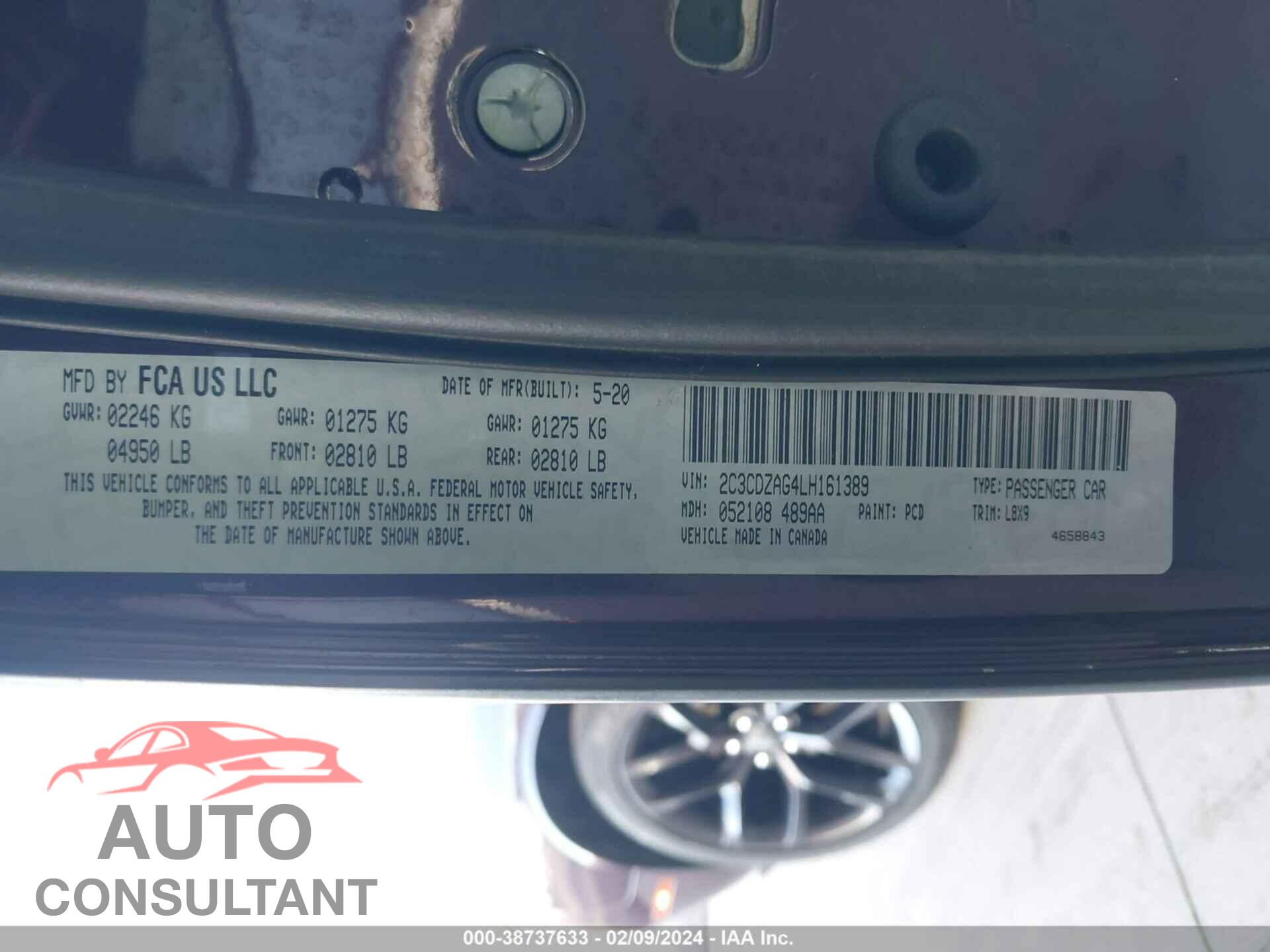 DODGE CHALLENGER 2020 - 2C3CDZAG4LH161389