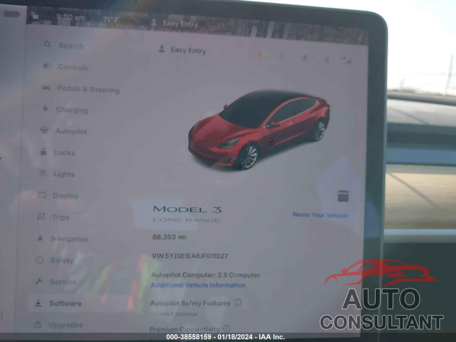 TESLA MODEL 3 2018 - 5YJ3E1EA6JF011027