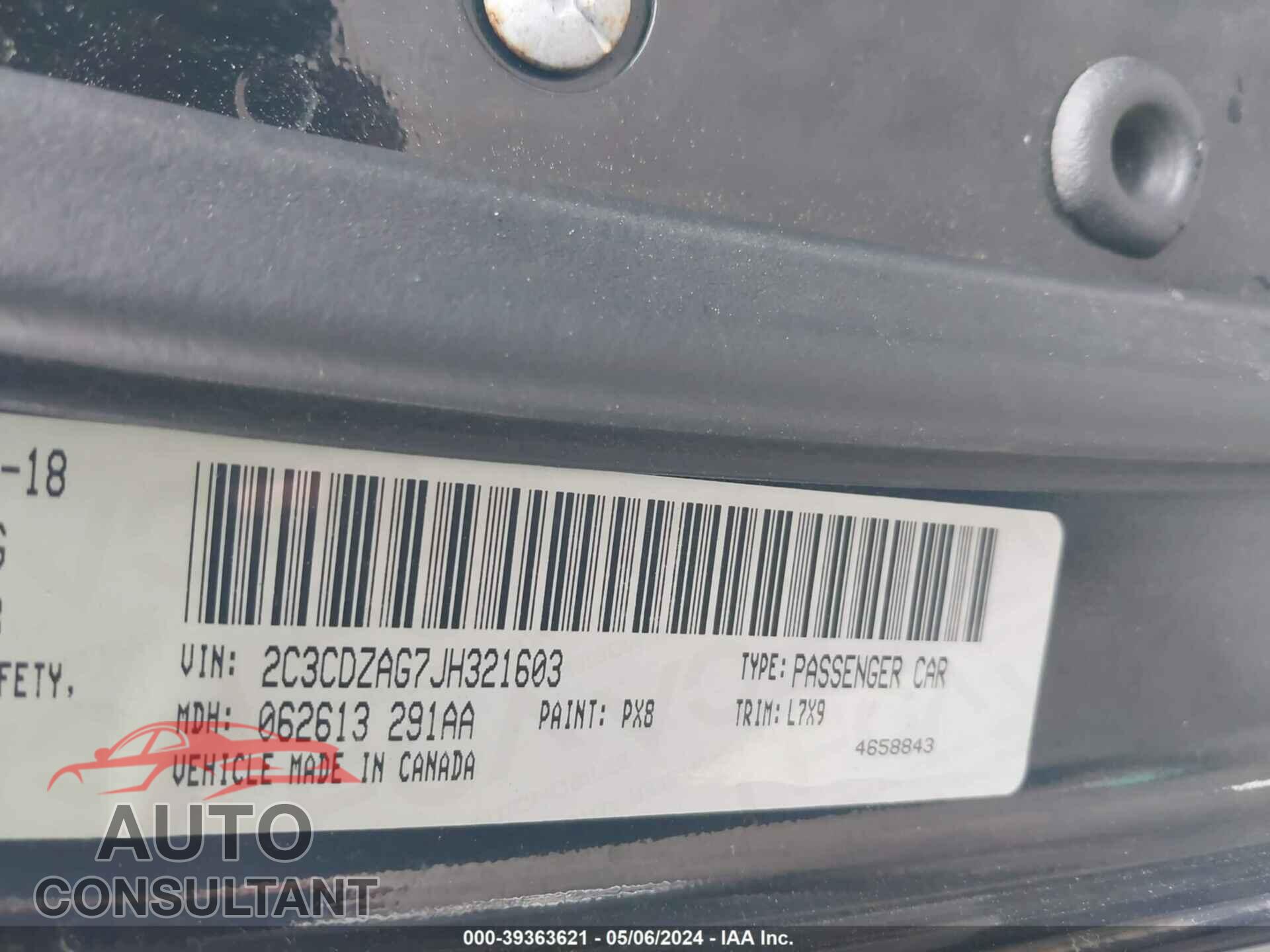 DODGE CHALLENGER 2018 - 2C3CDZAG7JH321603