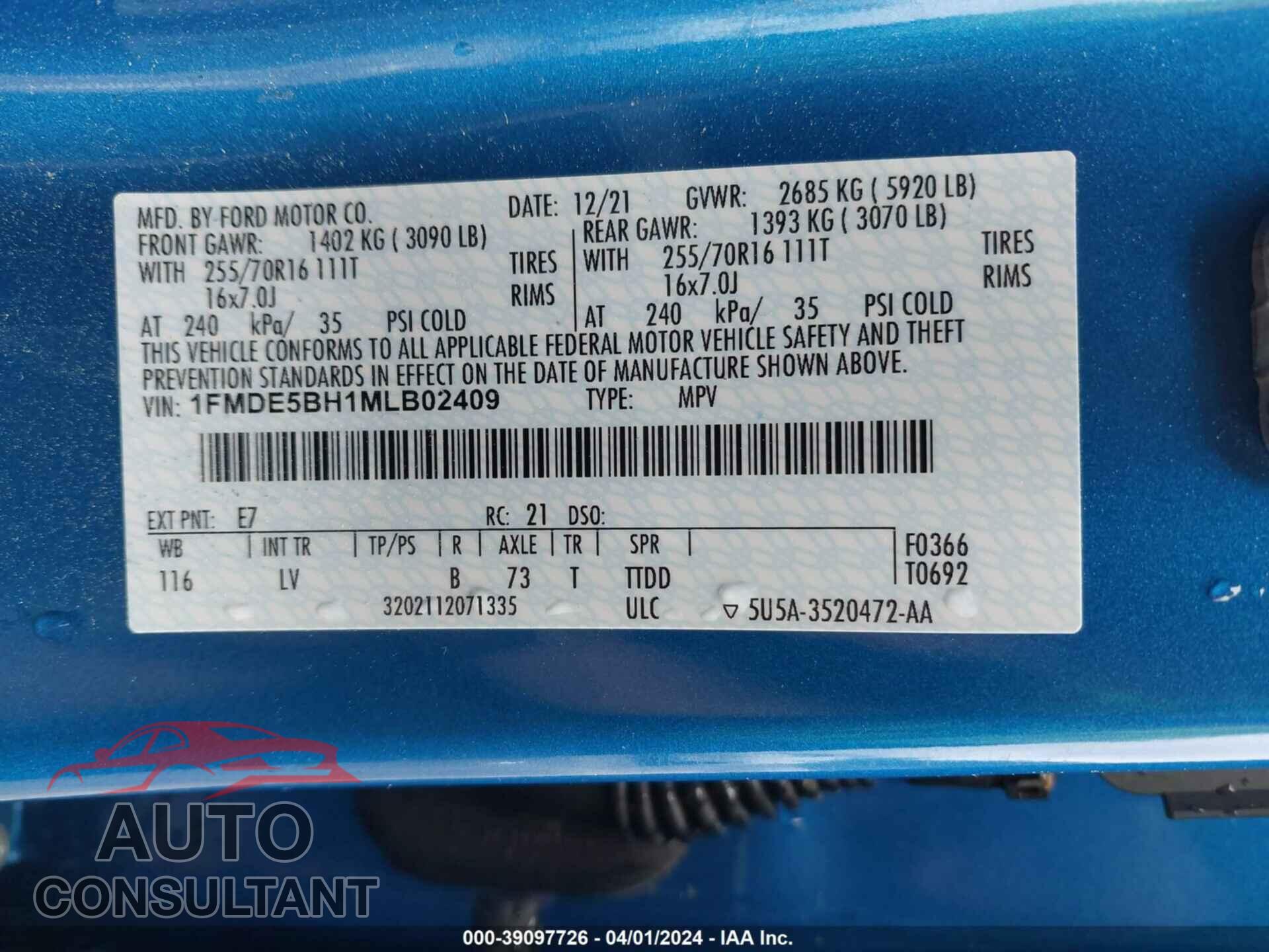 FORD BRONCO 2021 - 1FMDE5BH1MLB02409
