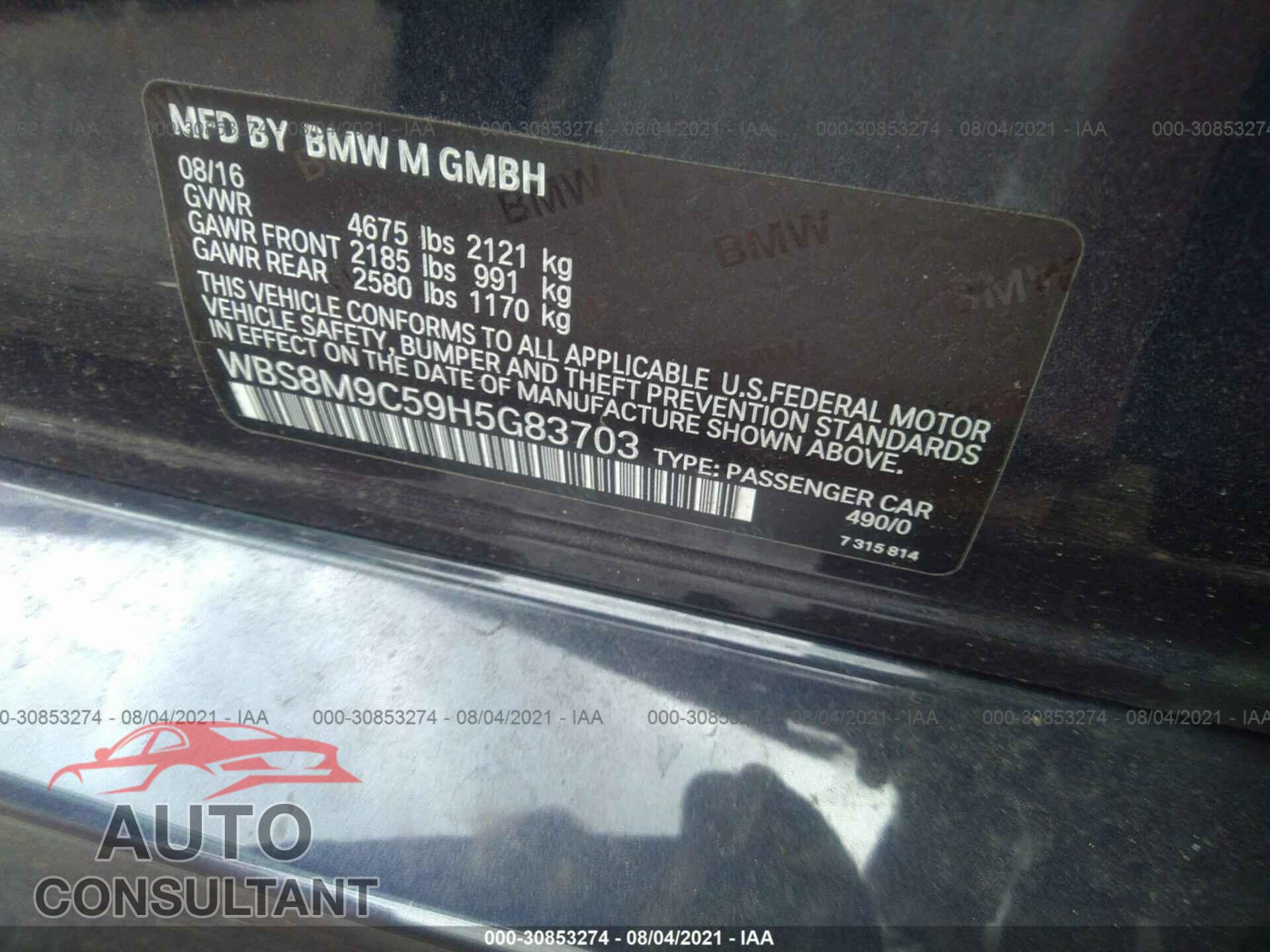 BMW M3 2017 - WBS8M9C59H5G83703