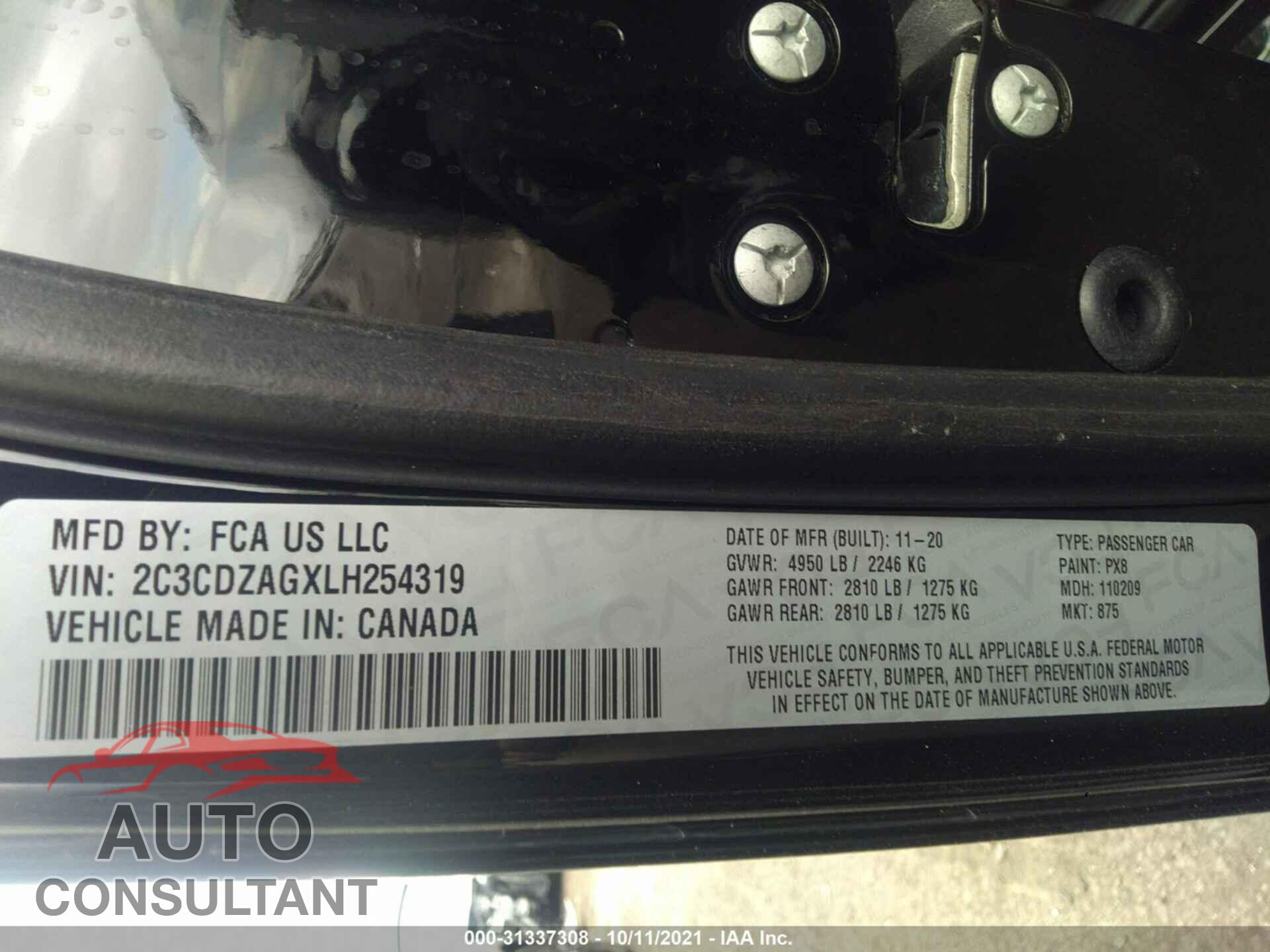DODGE CHALLENGER 2020 - 2C3CDZAGXLH254319