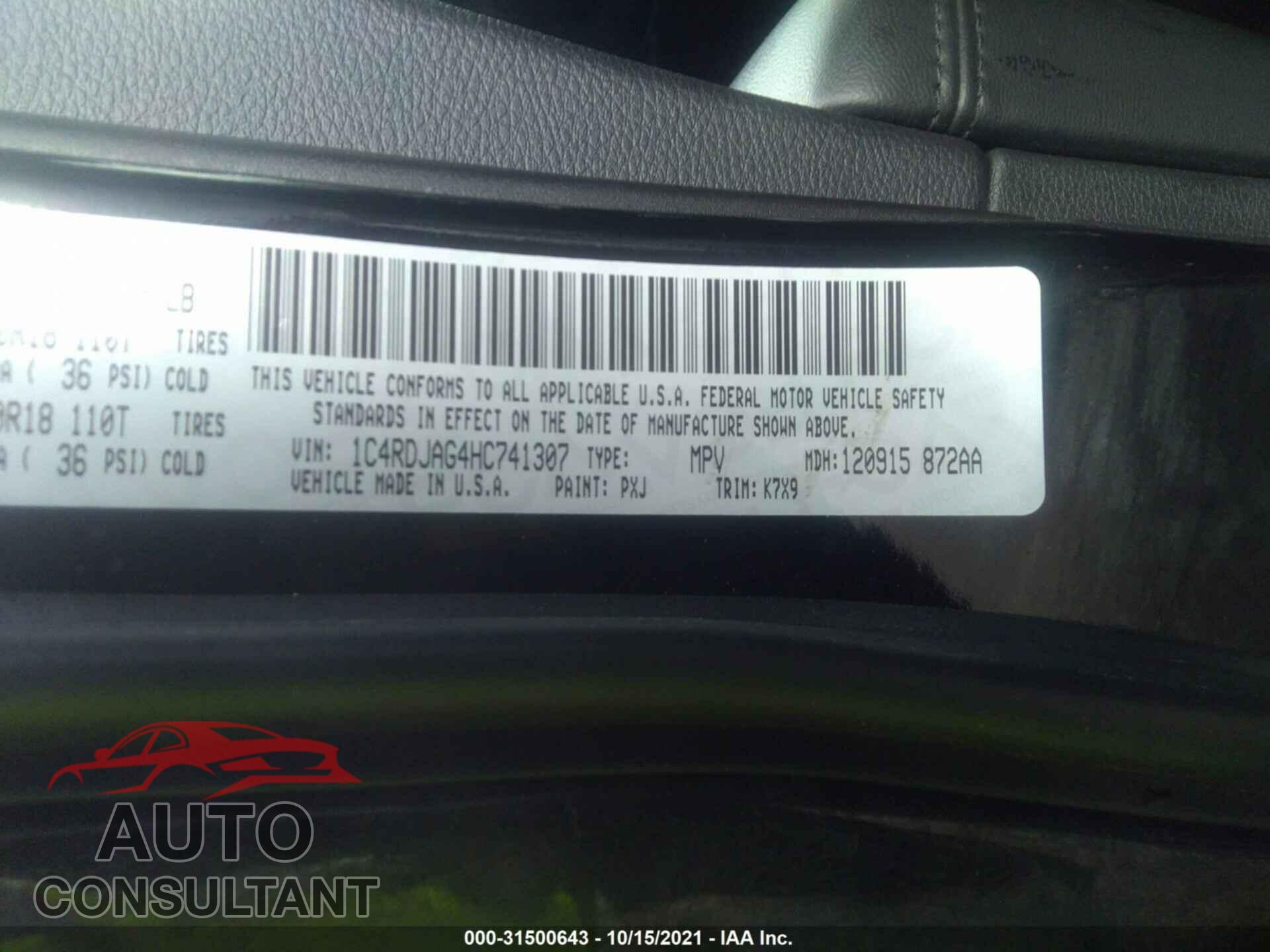 DODGE DURANGO 2017 - 1C4RDJAG4HC741307