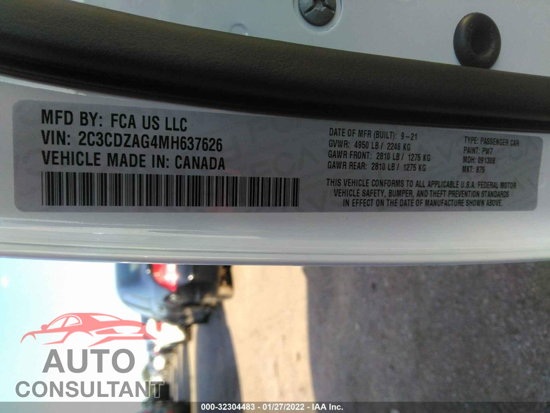 DODGE CHALLENGER 2021 - 2C3CDZAG4MH637626