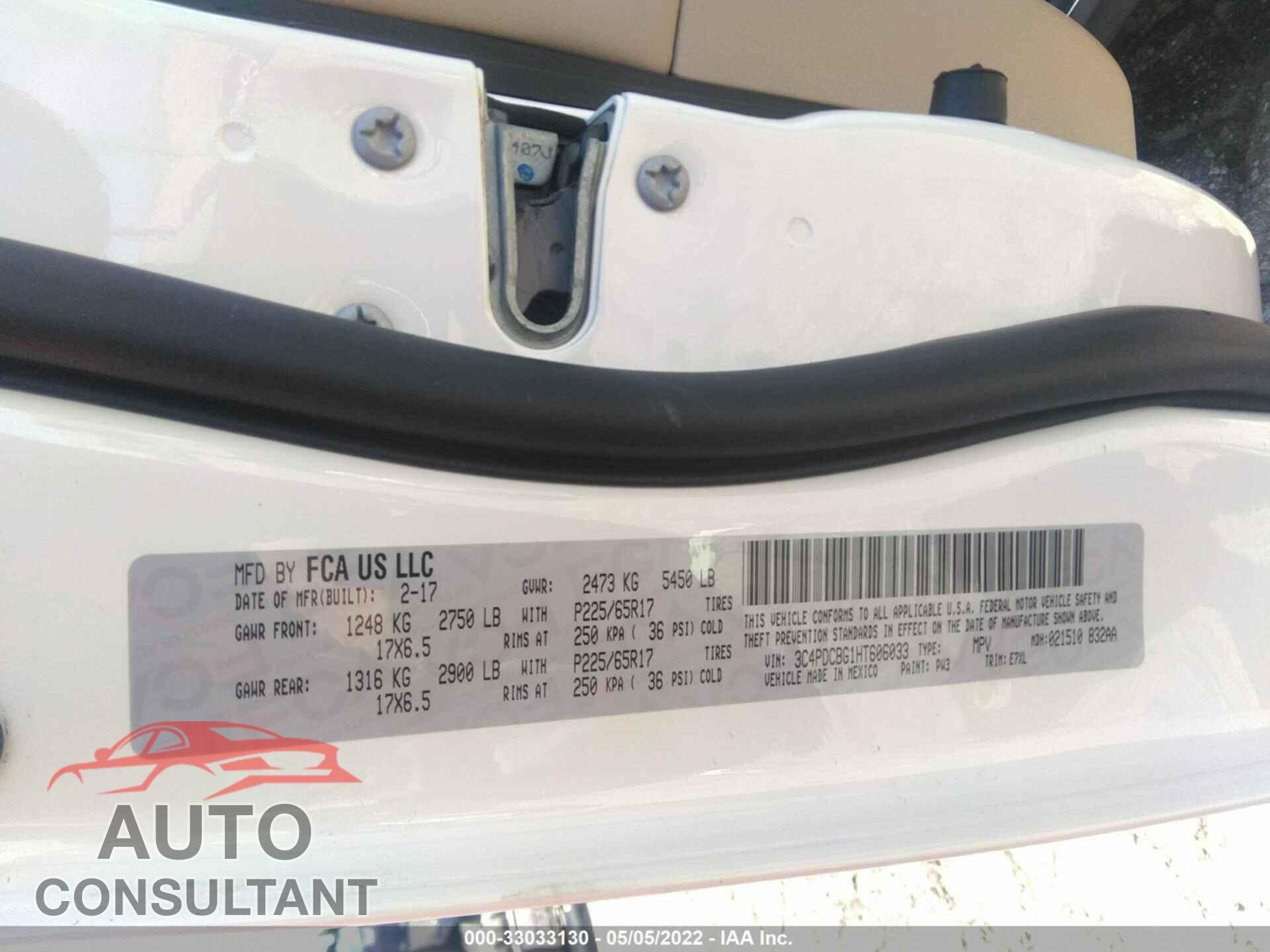 DODGE JOURNEY 2017 - 3C4PDCBG1HT606033