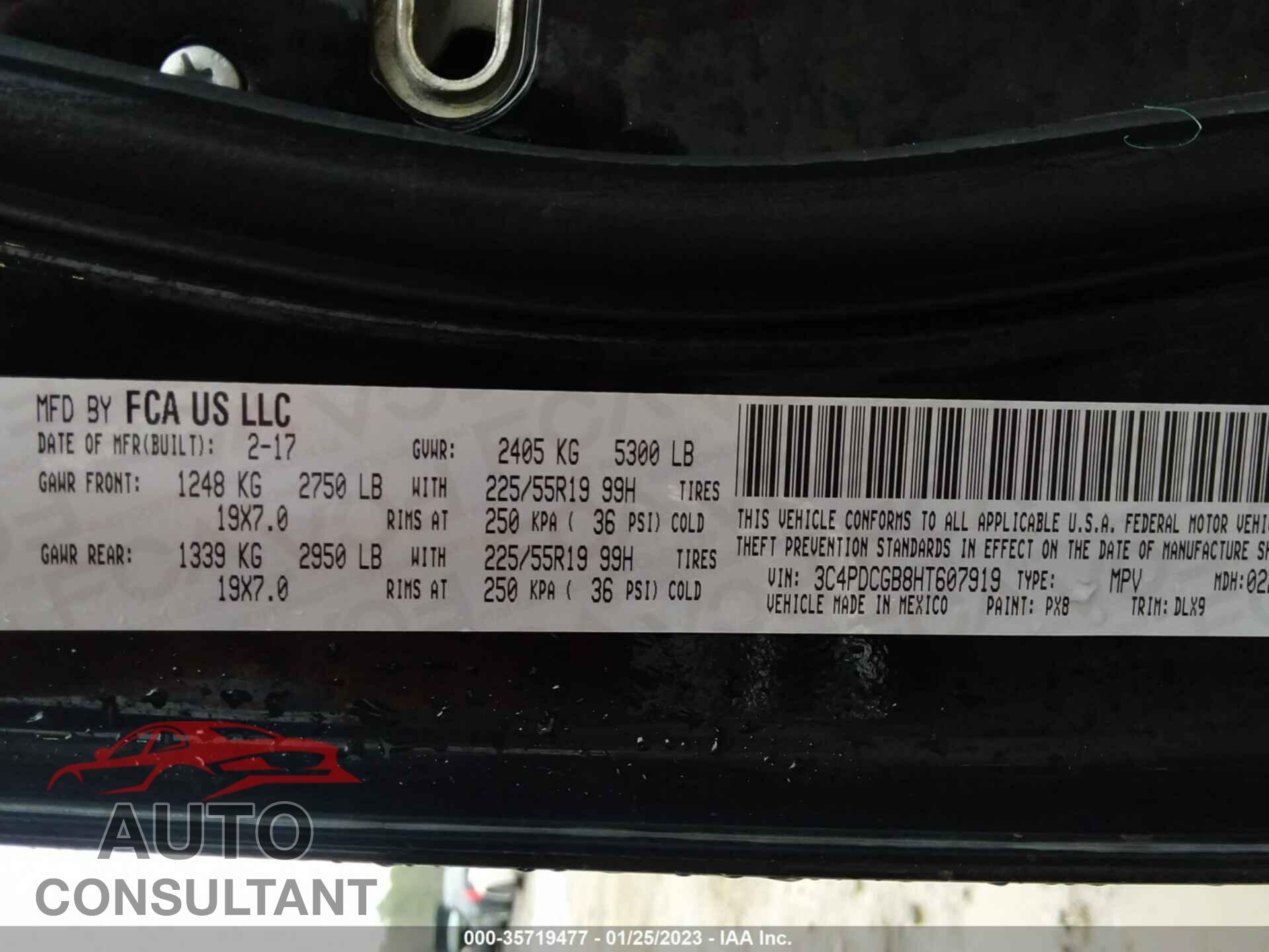 DODGE JOURNEY 2017 - 3C4PDCGB8HT607919