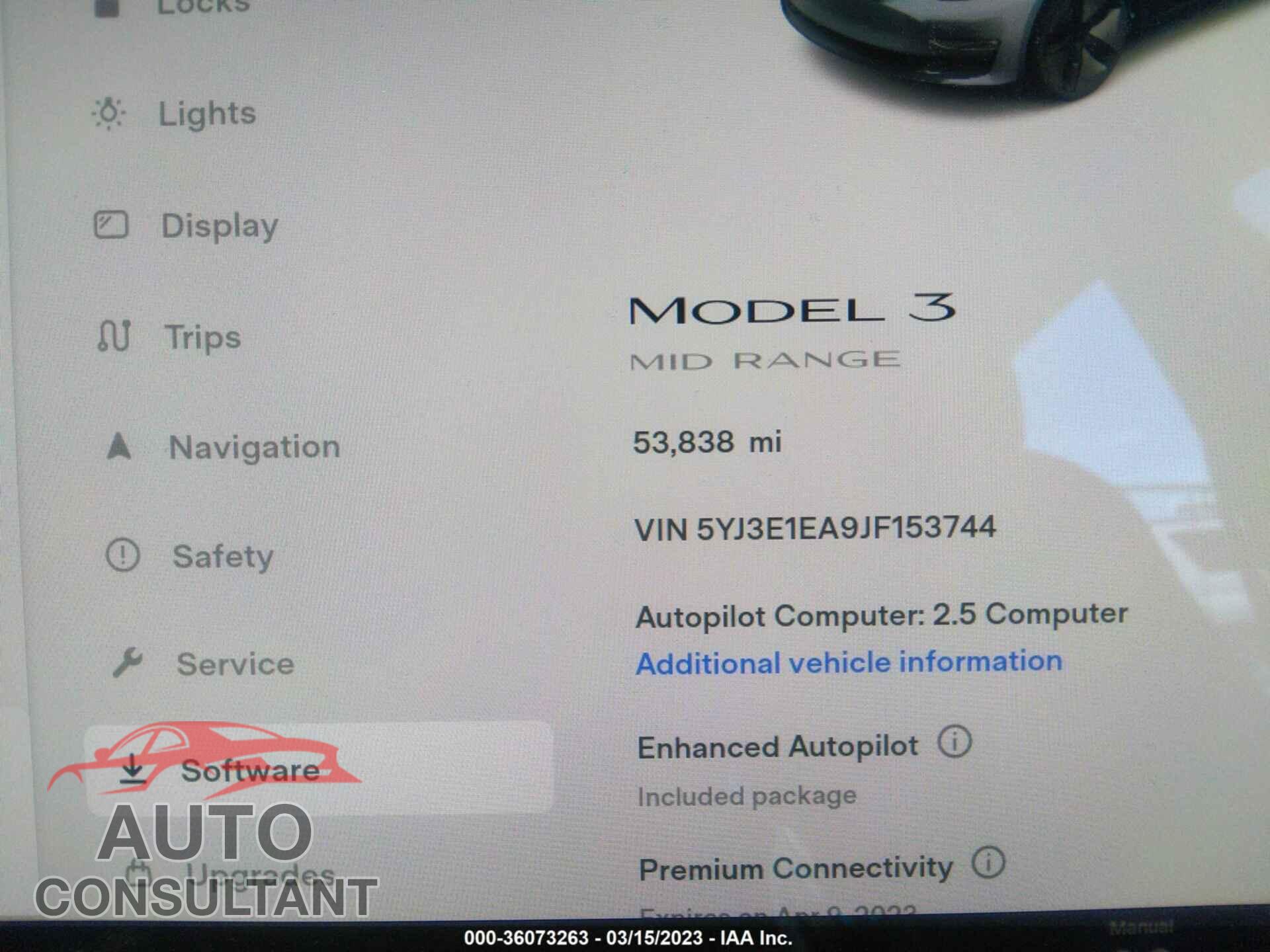 TESLA MODEL 3 2018 - 5YJ3E1EA9JF153744