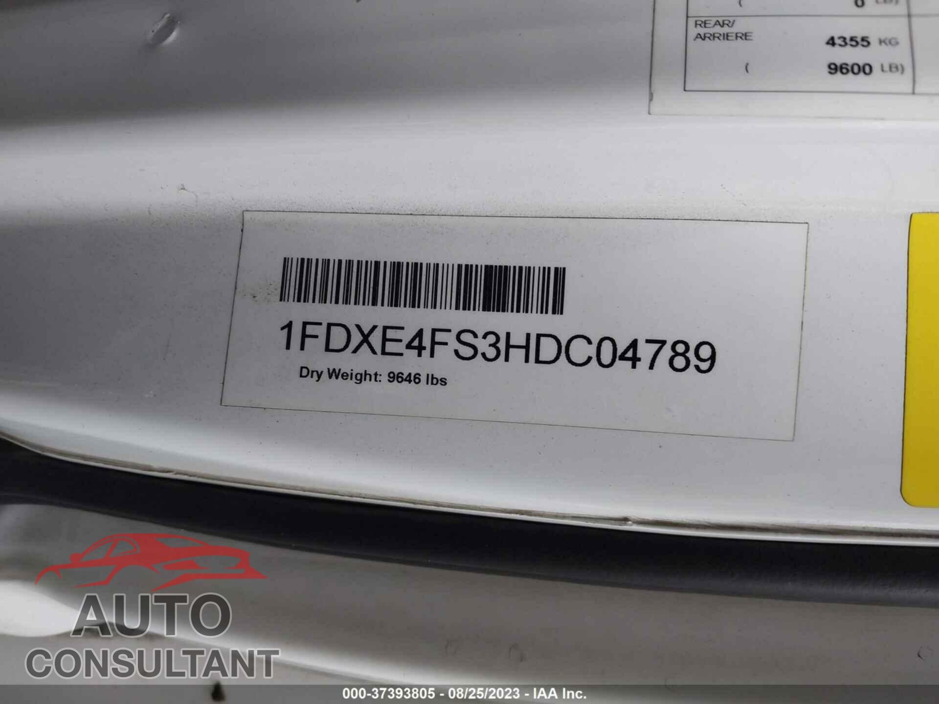 FORD E-SERIES CUTAWAY 2017 - 1FDXE4FS3HDC04789
