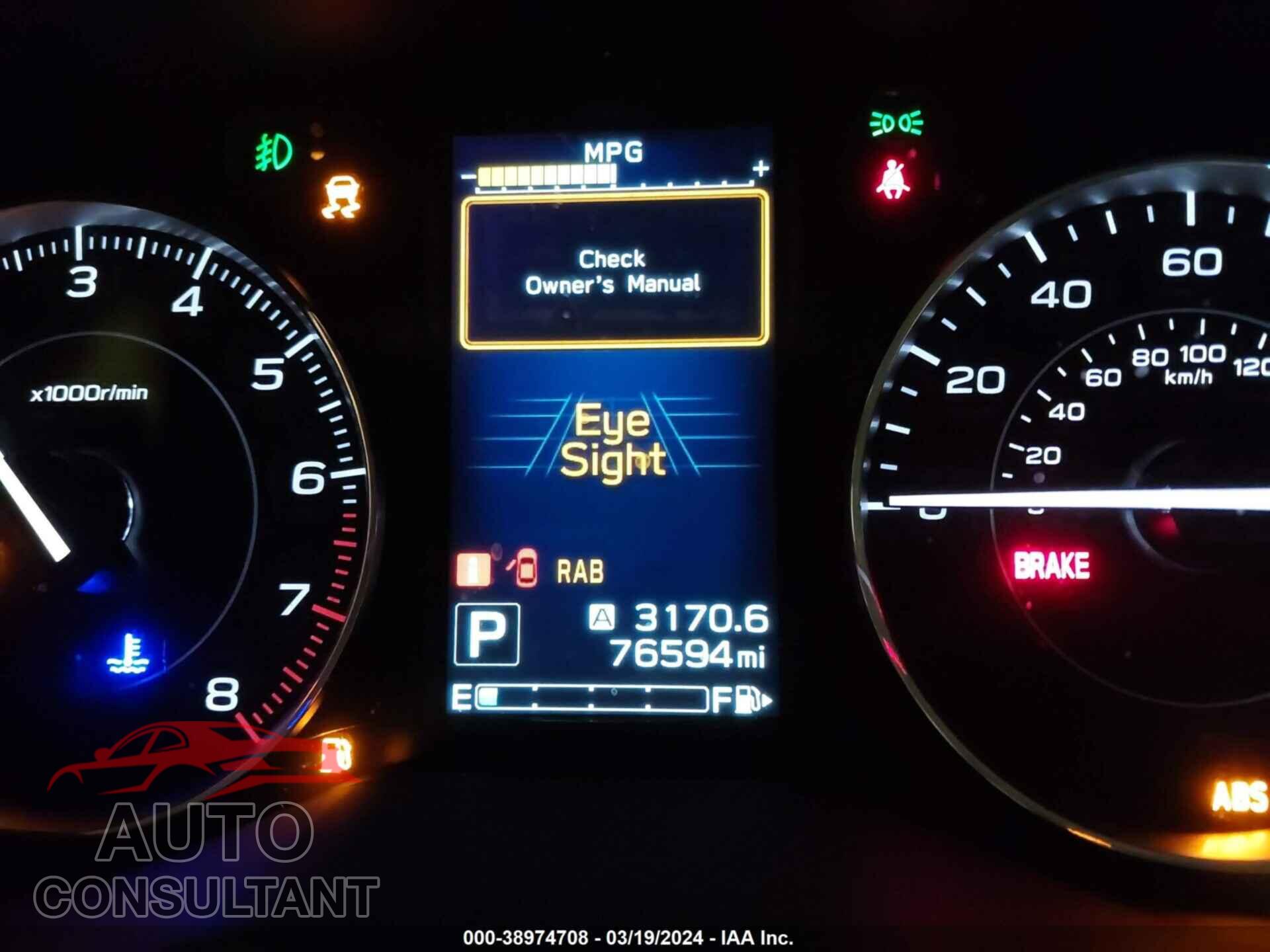 SUBARU IMPREZA 2019 - 4S3GKAT65K3607088