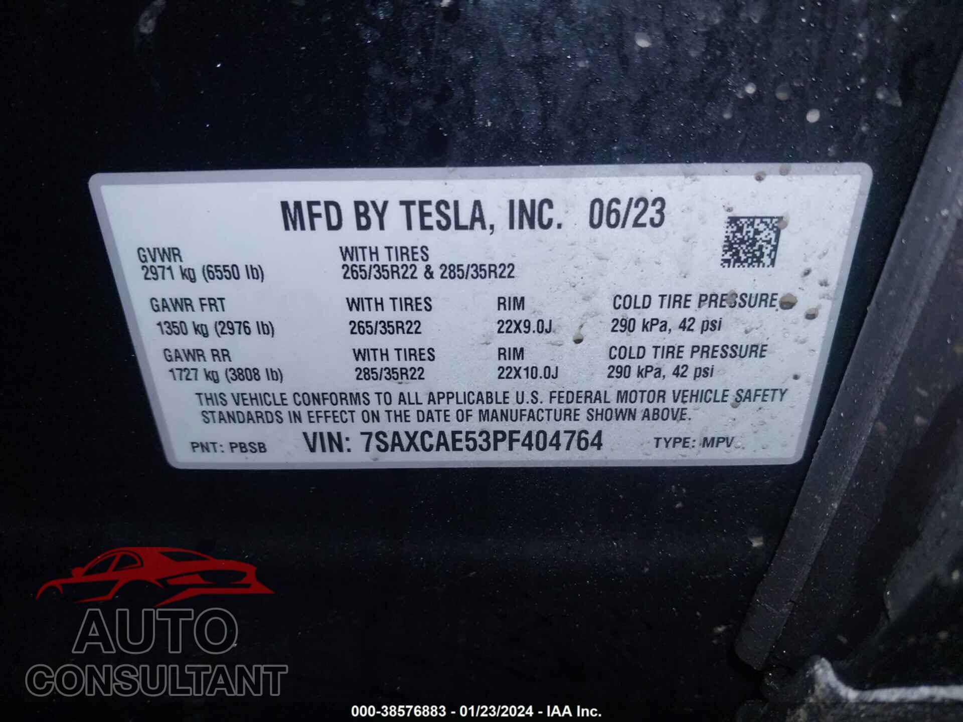 TESLA MODEL X 2023 - 7SAXCAE53PF404764