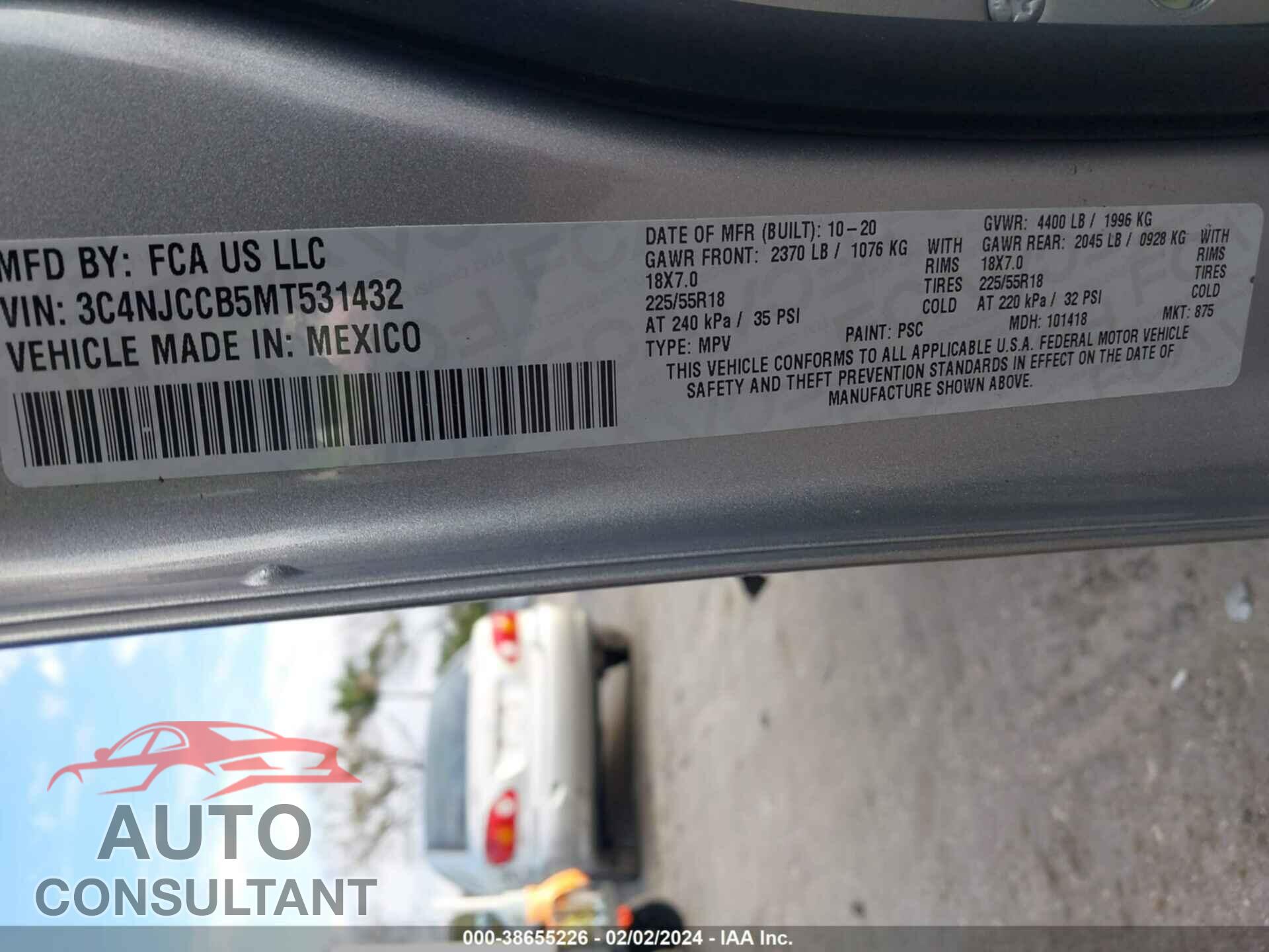 JEEP COMPASS 2021 - 3C4NJCCB5MT531432