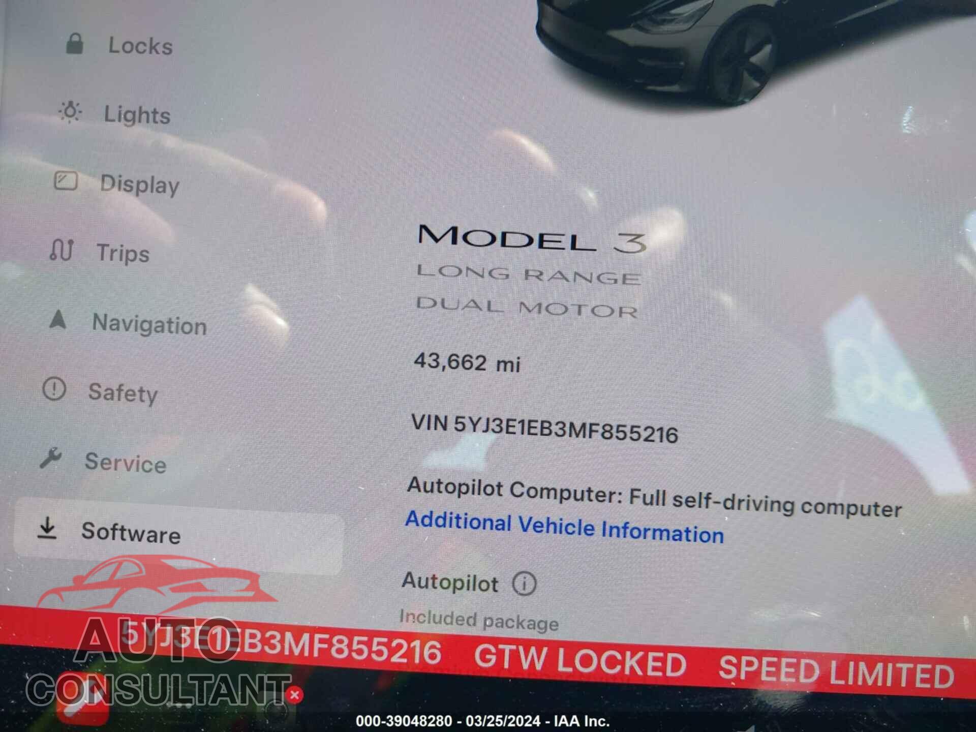 TESLA MODEL 3 2021 - 5YJ3E1EB3MF855216