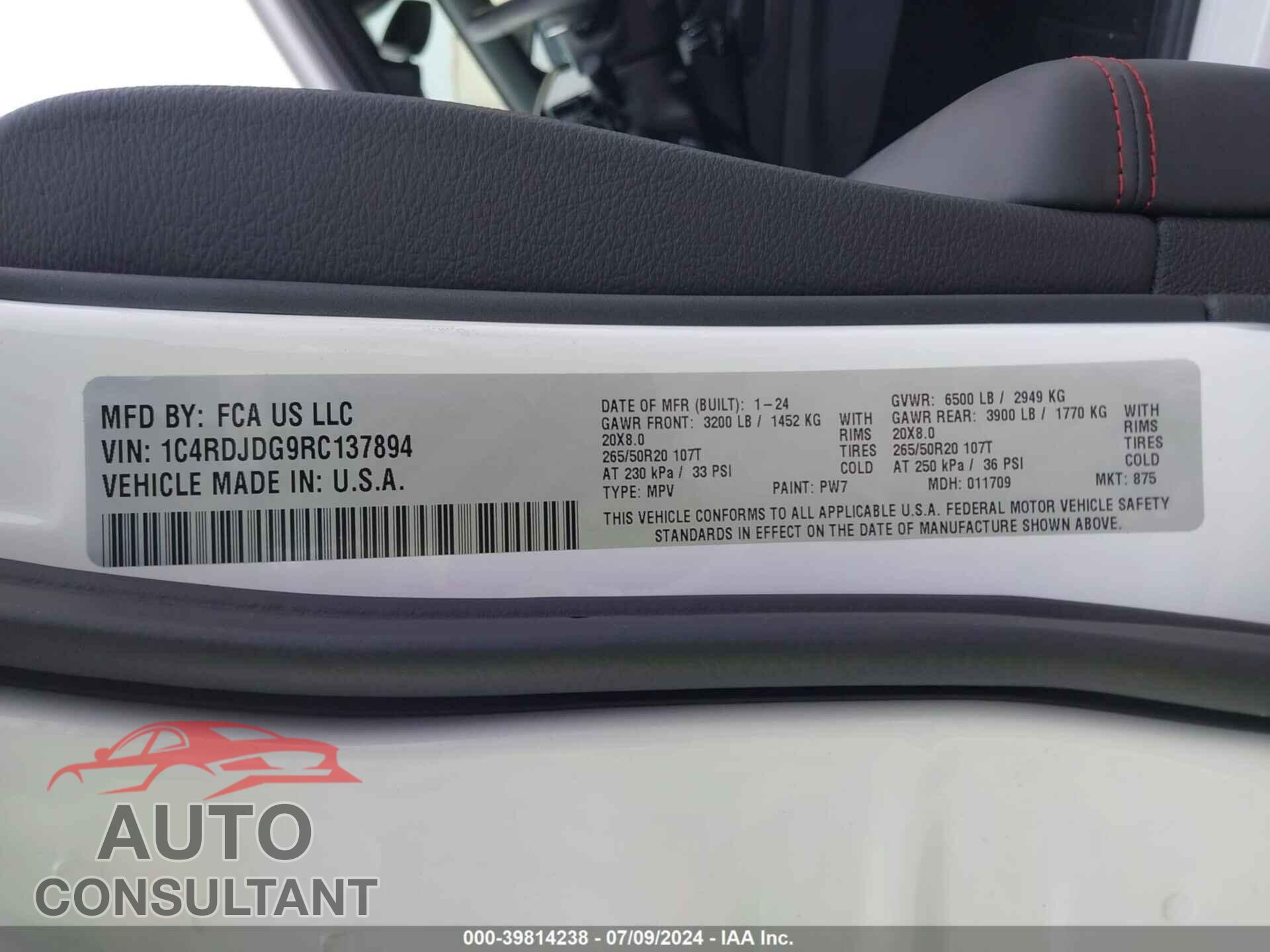 DODGE DURANGO 2024 - 1C4RDJDG9RC137894